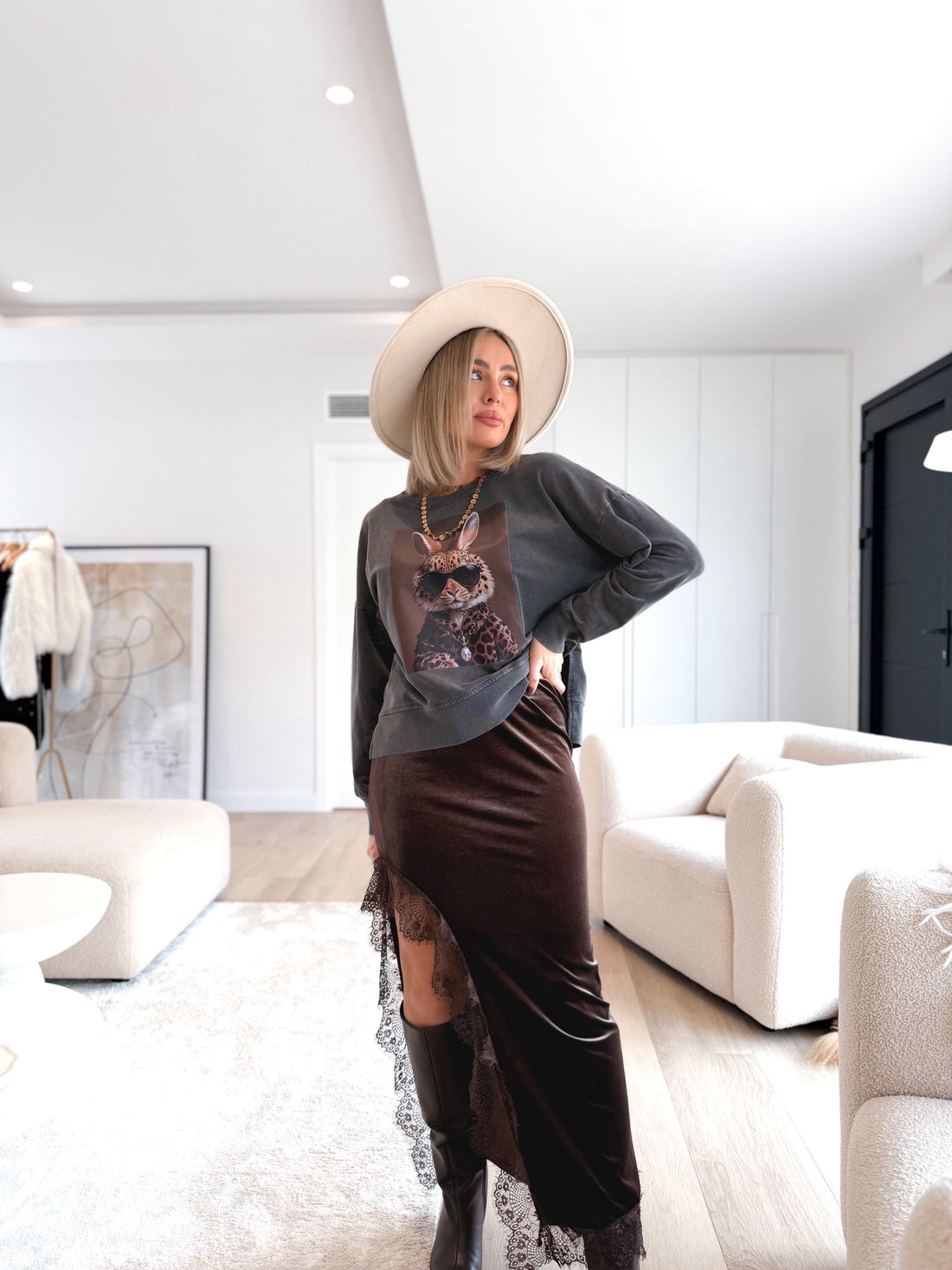 Falda lencera terciopelo