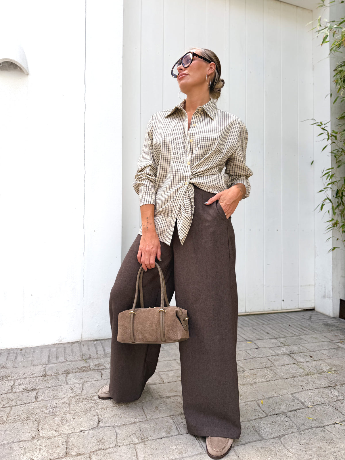 Camisa cuadros Beige/Choco