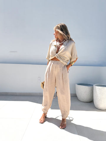 Bombacho lino beige