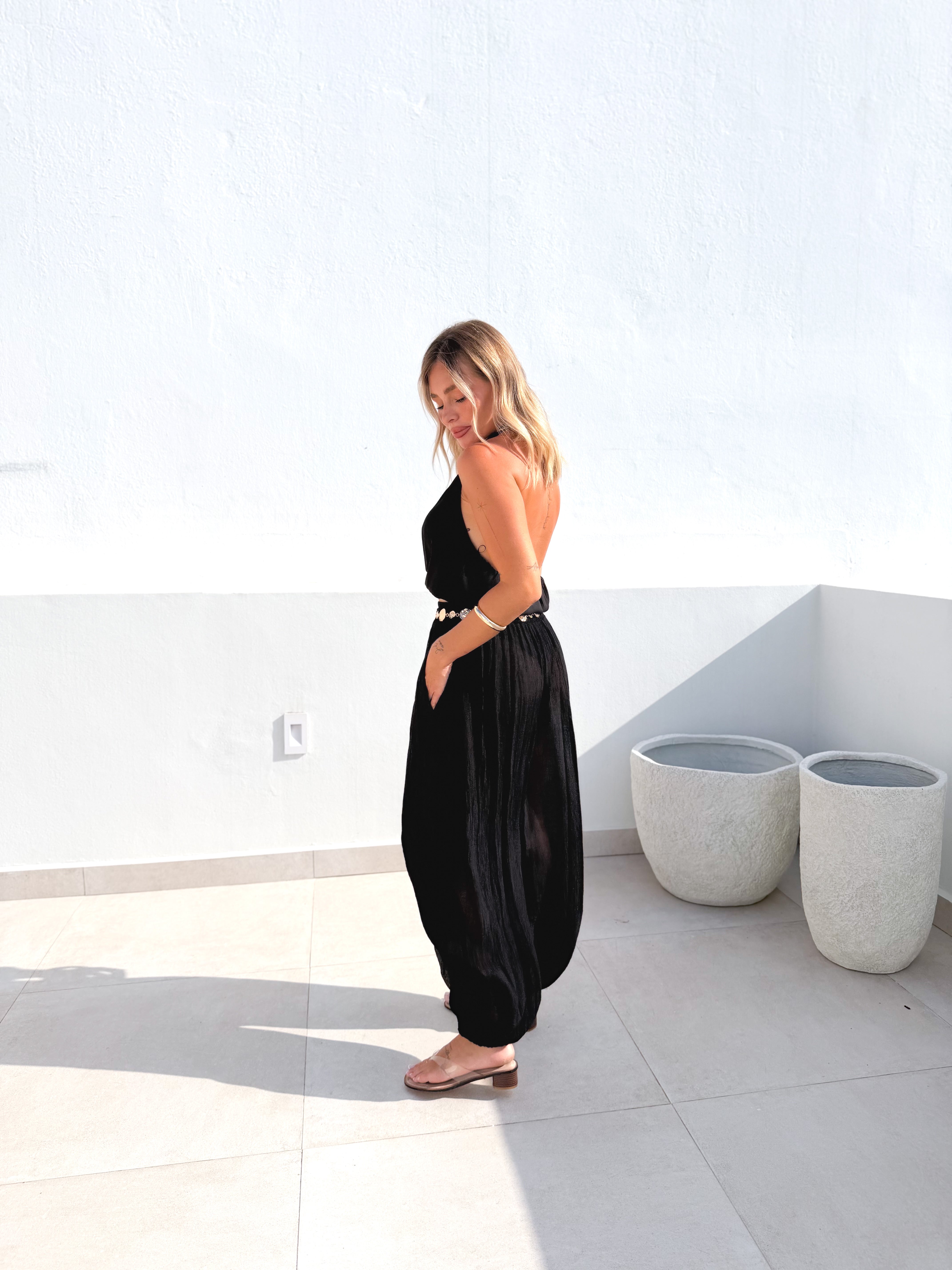 Pantalón bambula bombacho negro