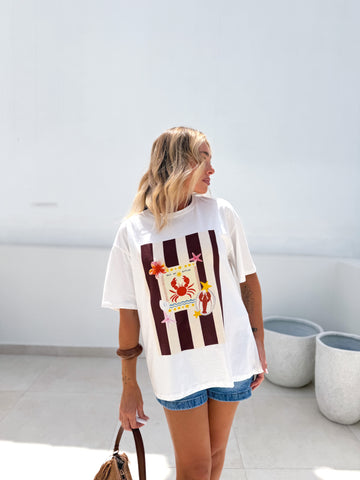 Camiseta oversize marrón/beige