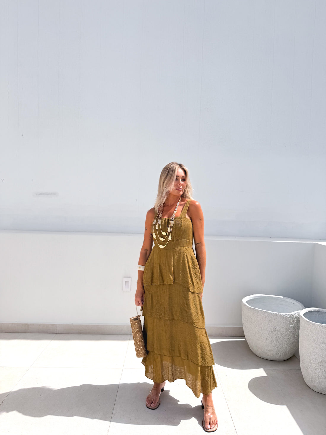 Vestido largo volantes lima