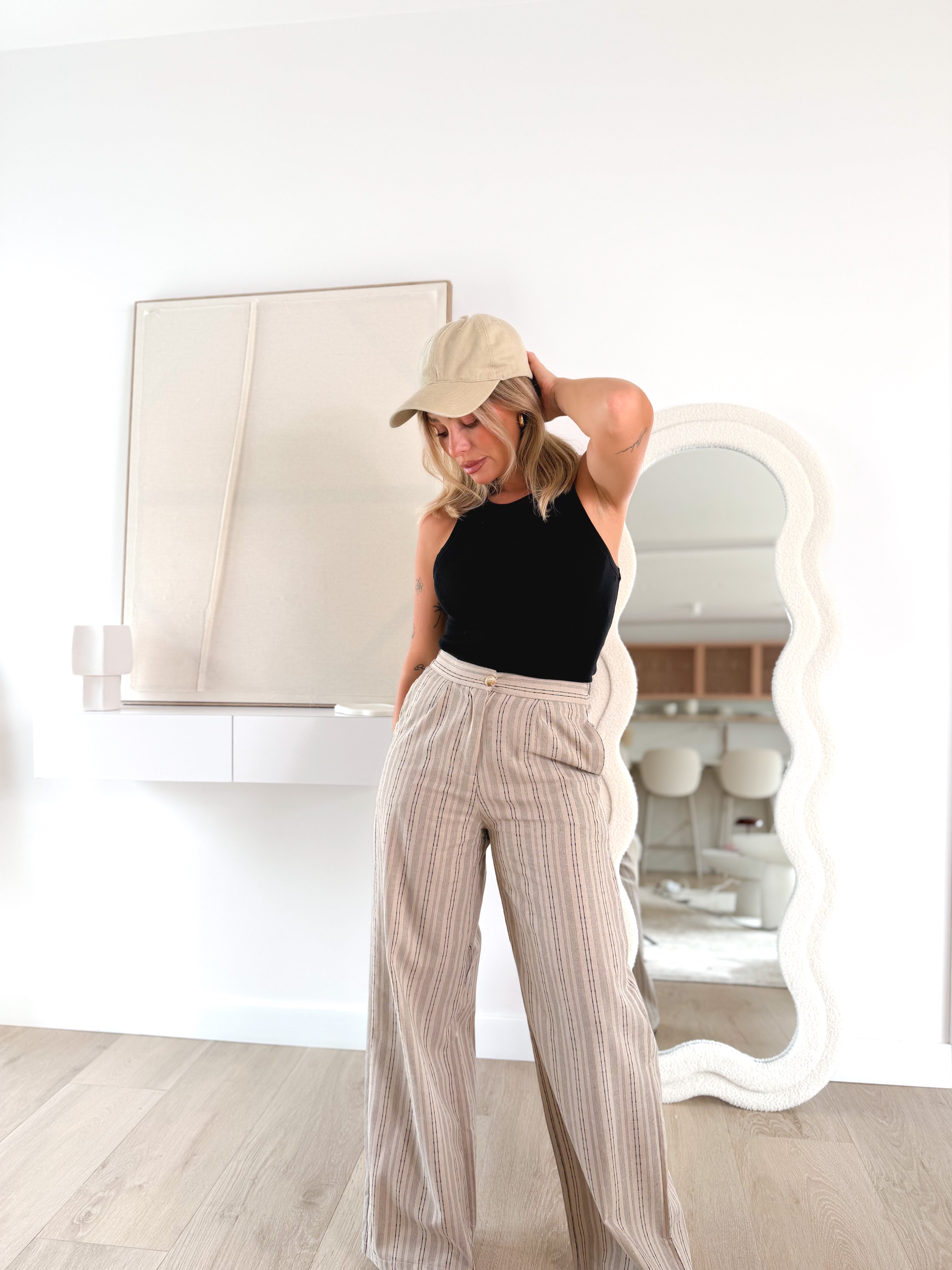 Pantalón con lino Taupe