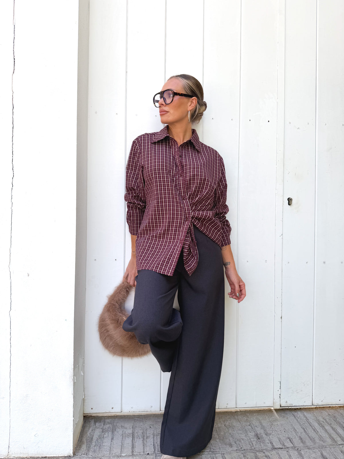 Camisa cuadros Burdeos