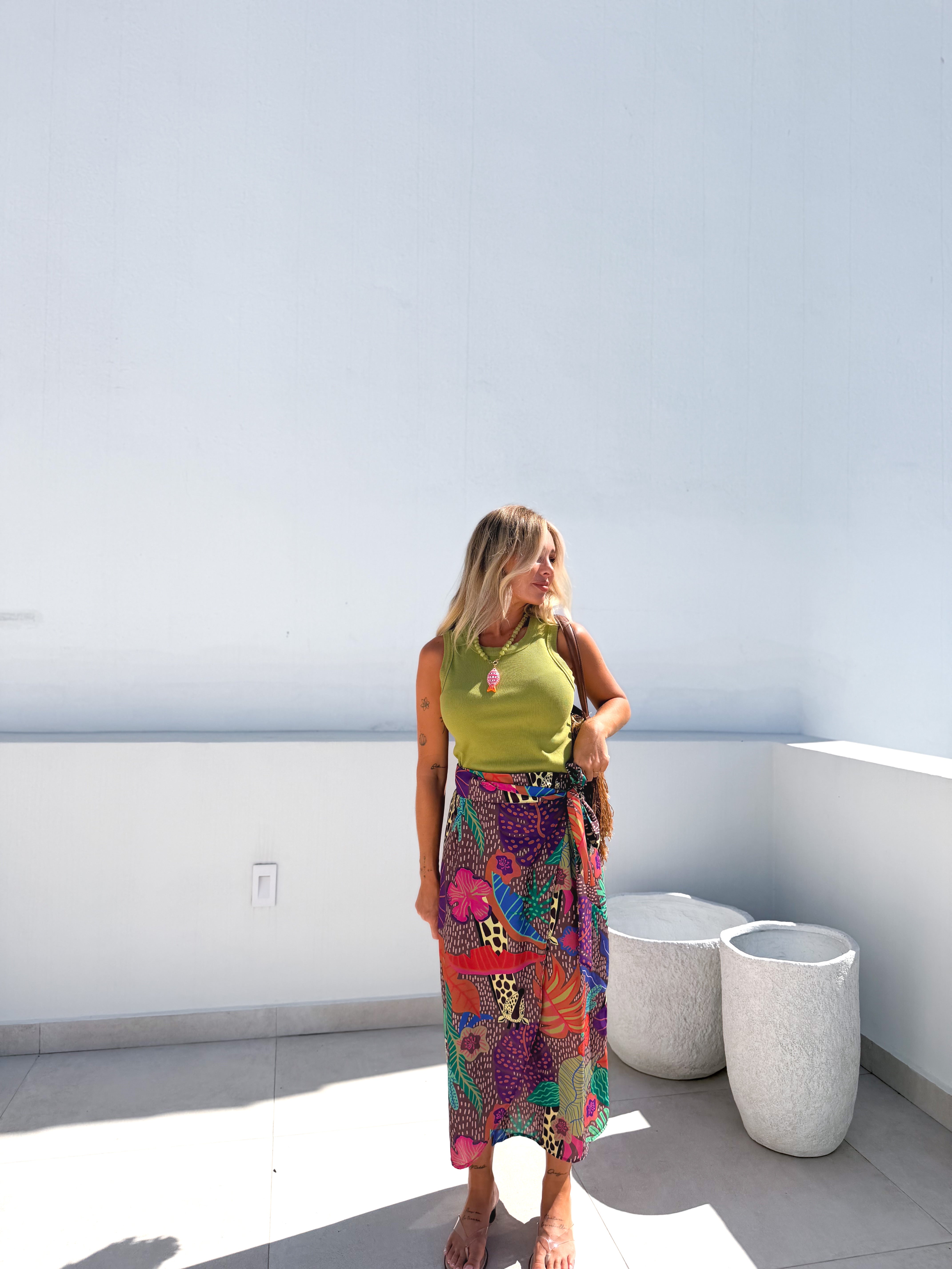Falda pareo estampada multi