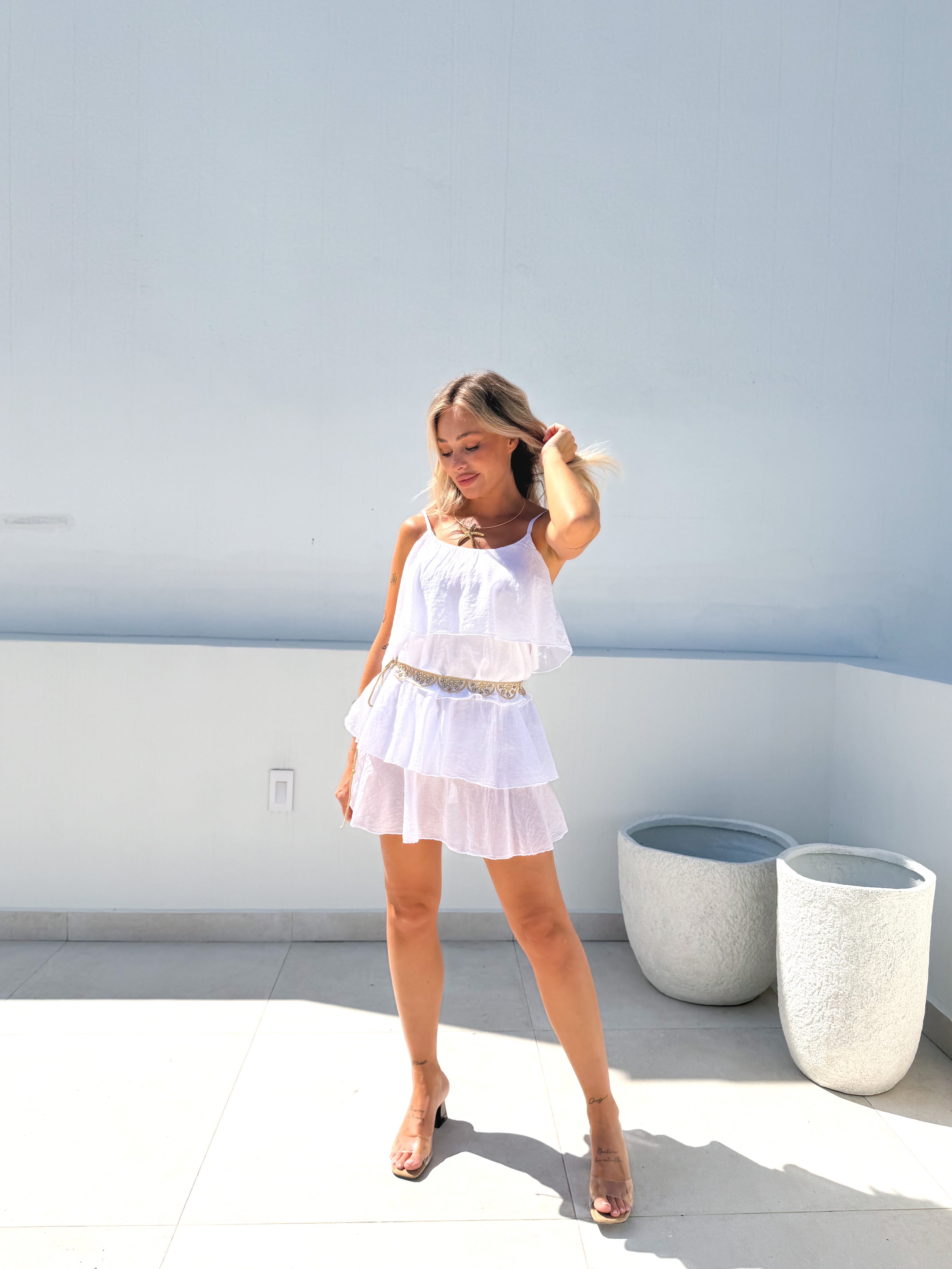Vestido volantes blanco