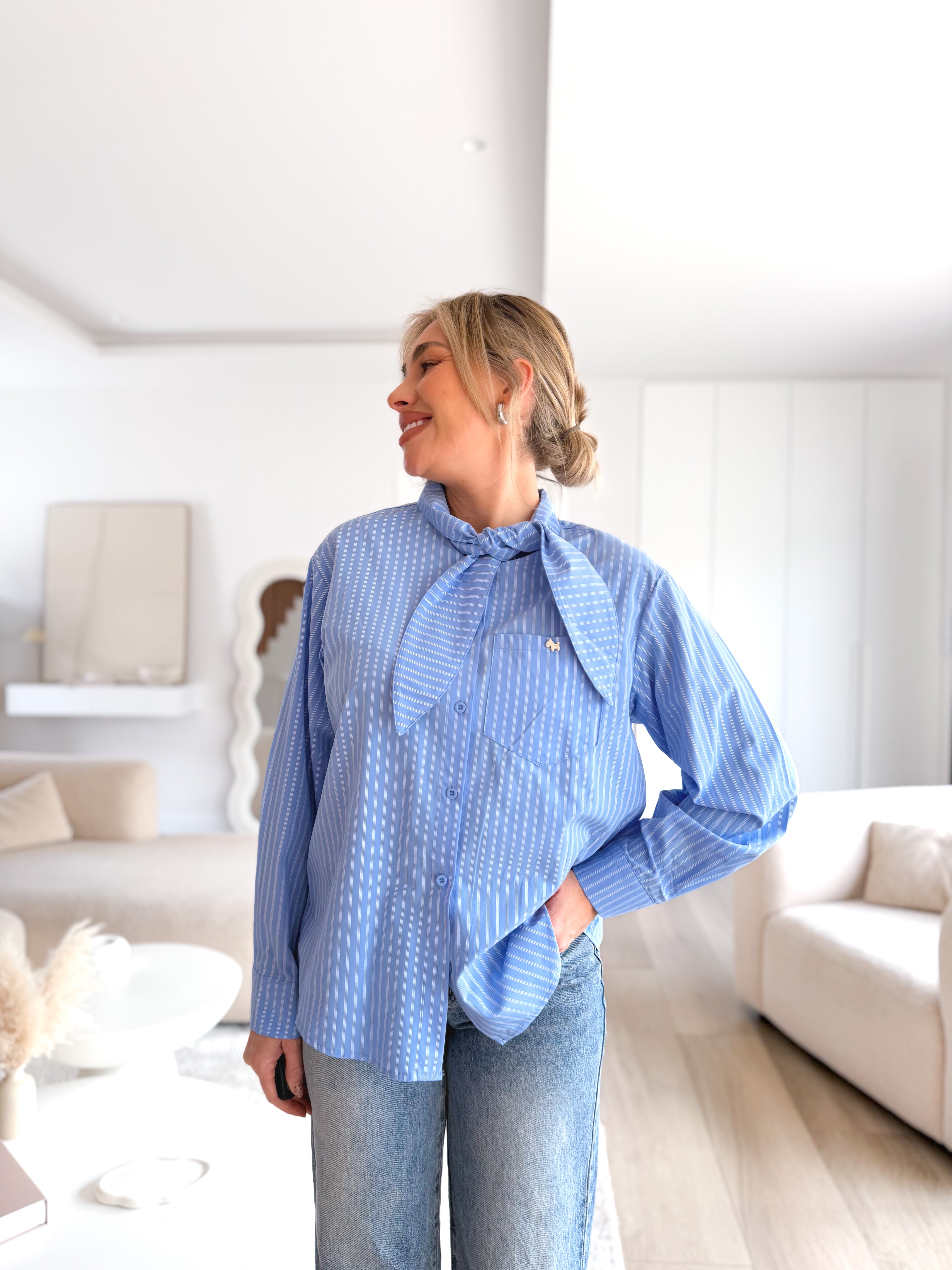 Camisa popelín rayas anudada