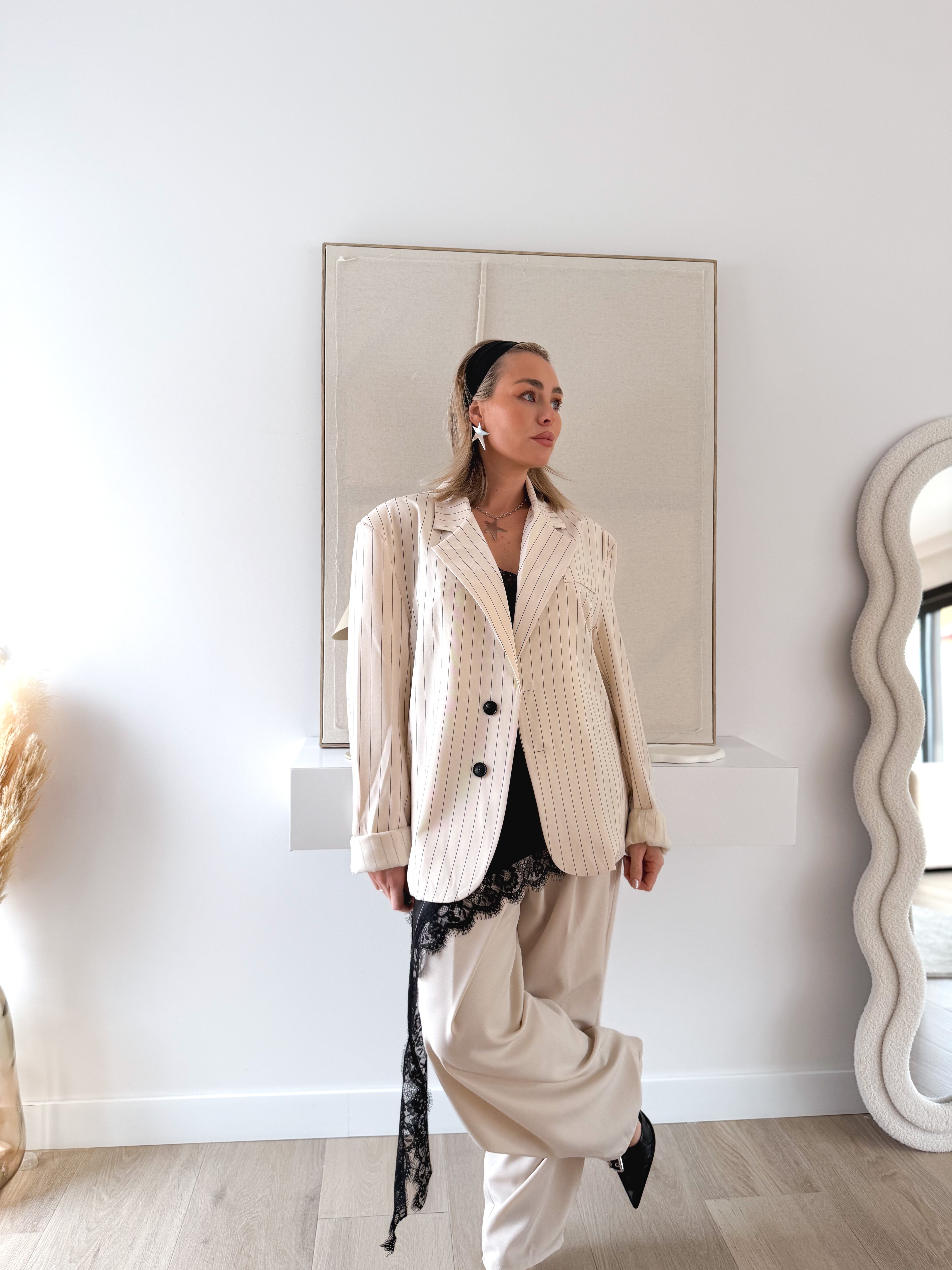 Americana rayas diplomática beige