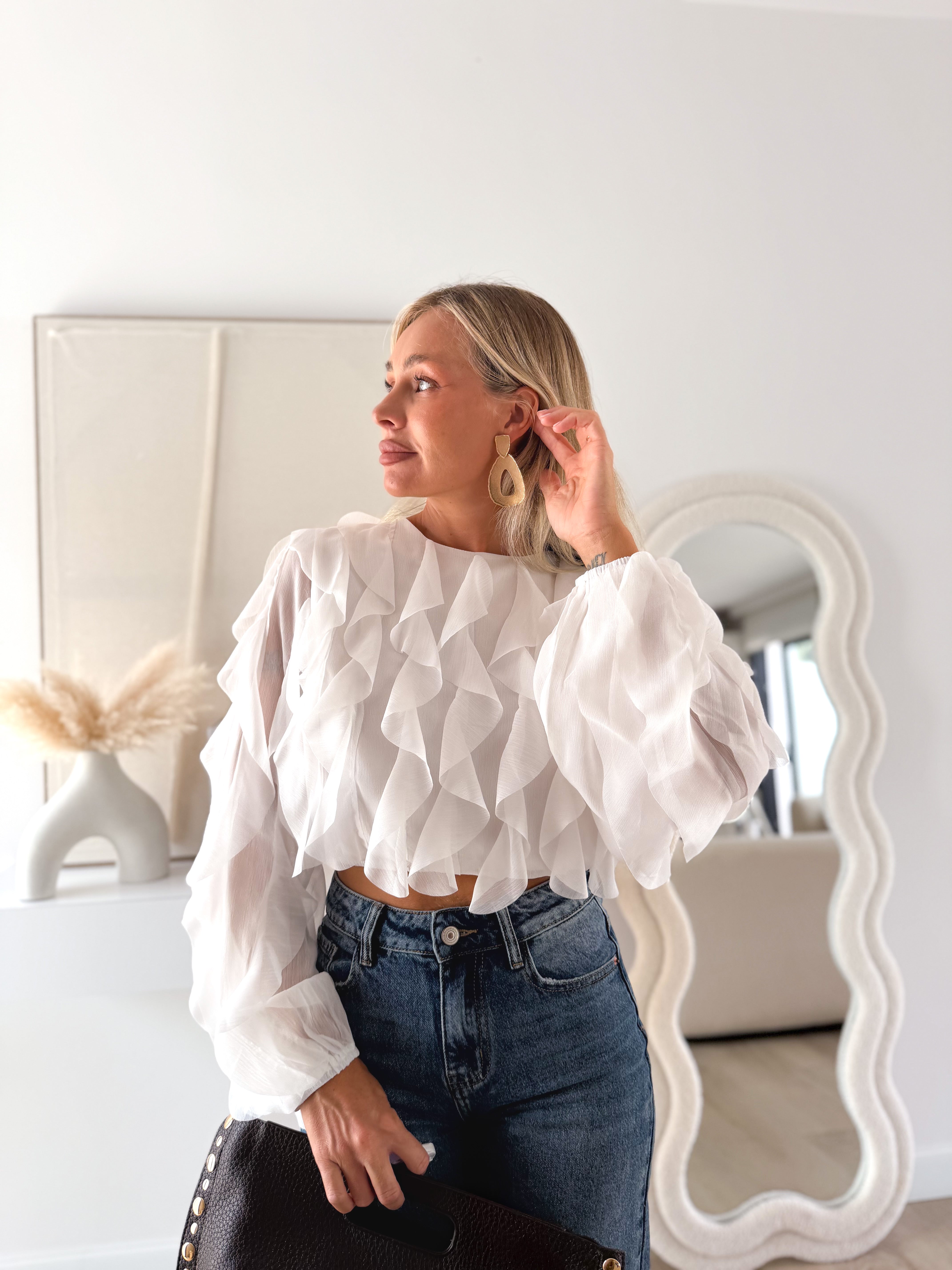 Blusa volantes blanca