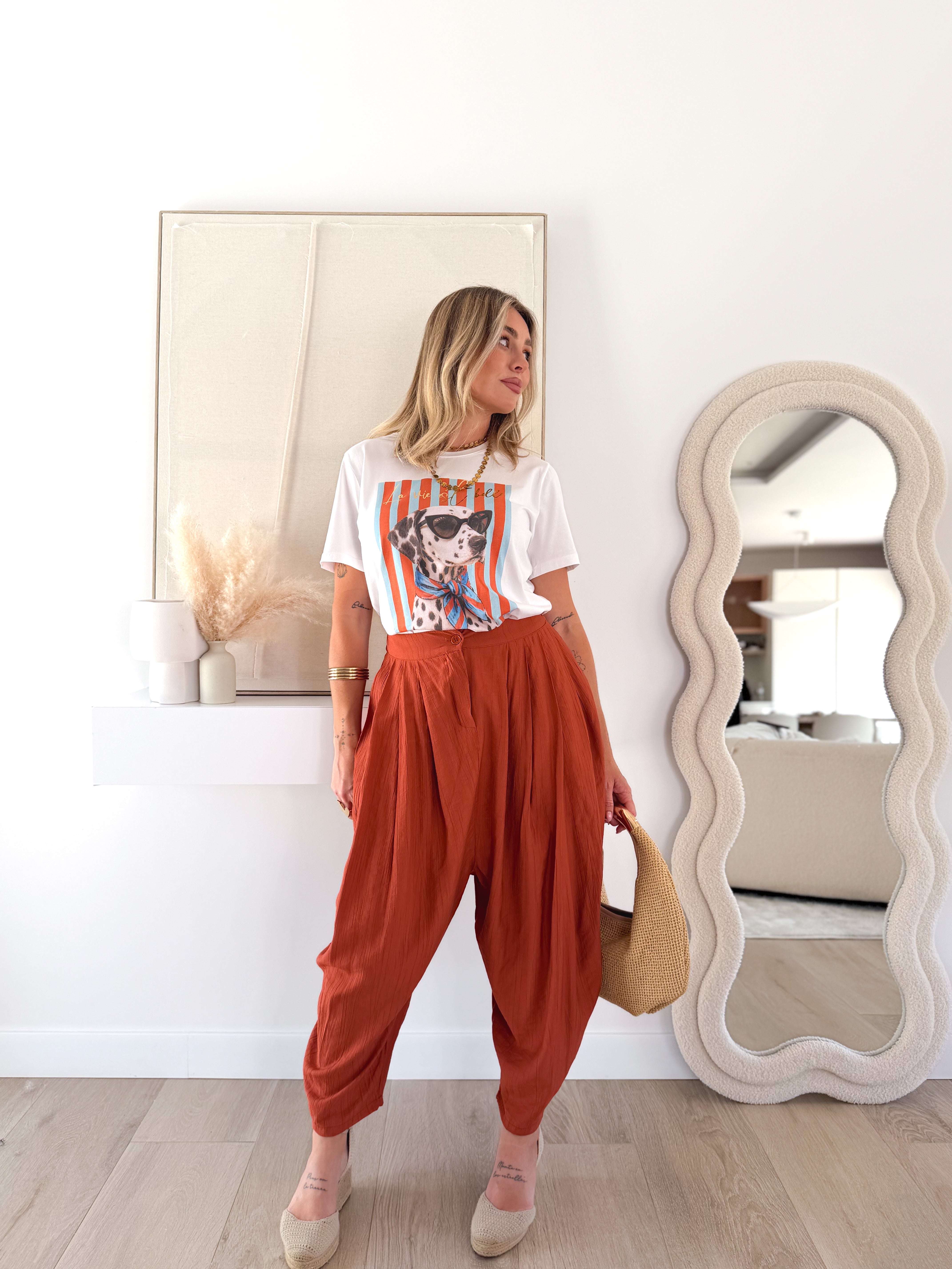 Pantalón fluido baggy naranja