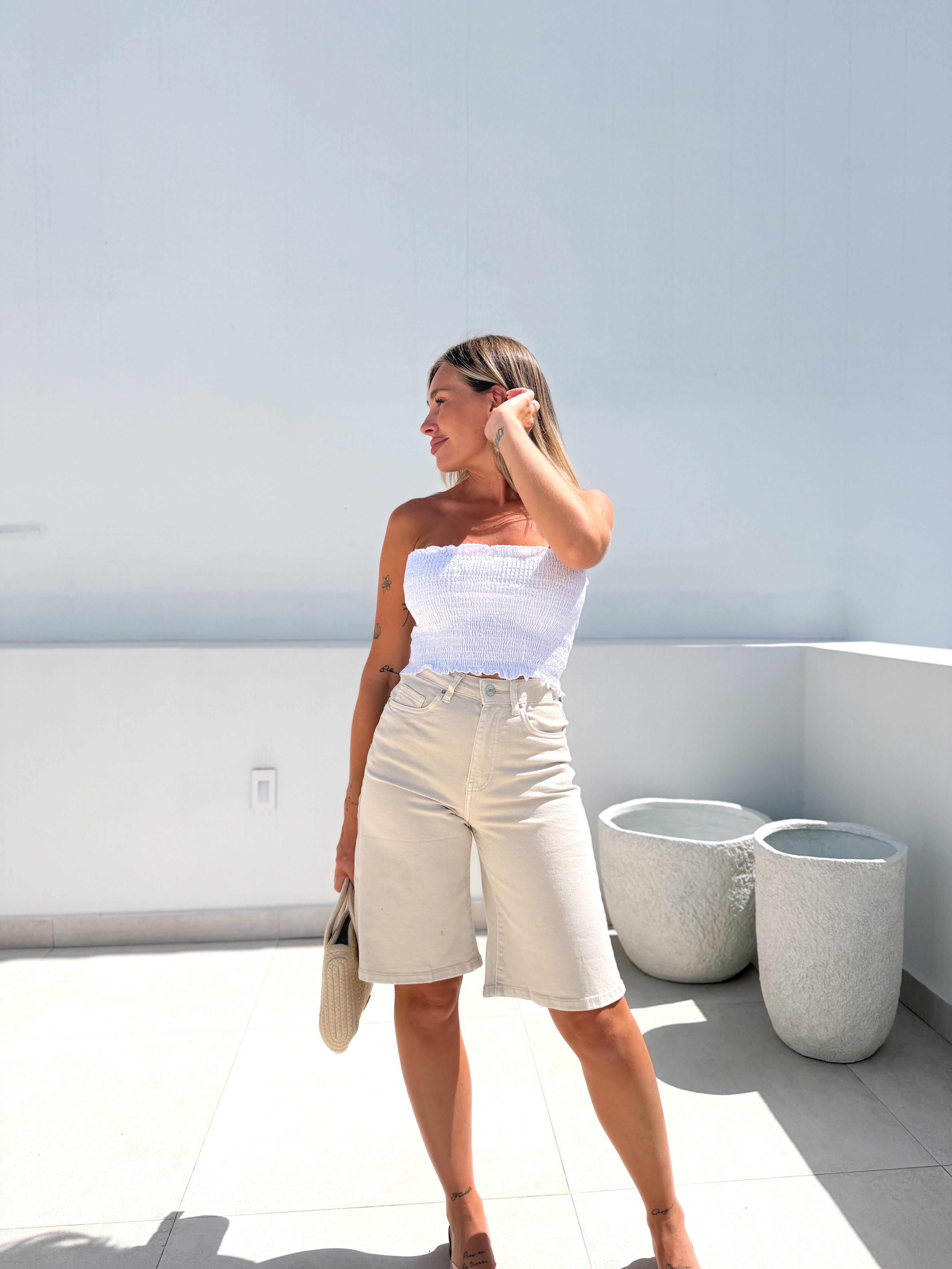 Bermuda denim beige