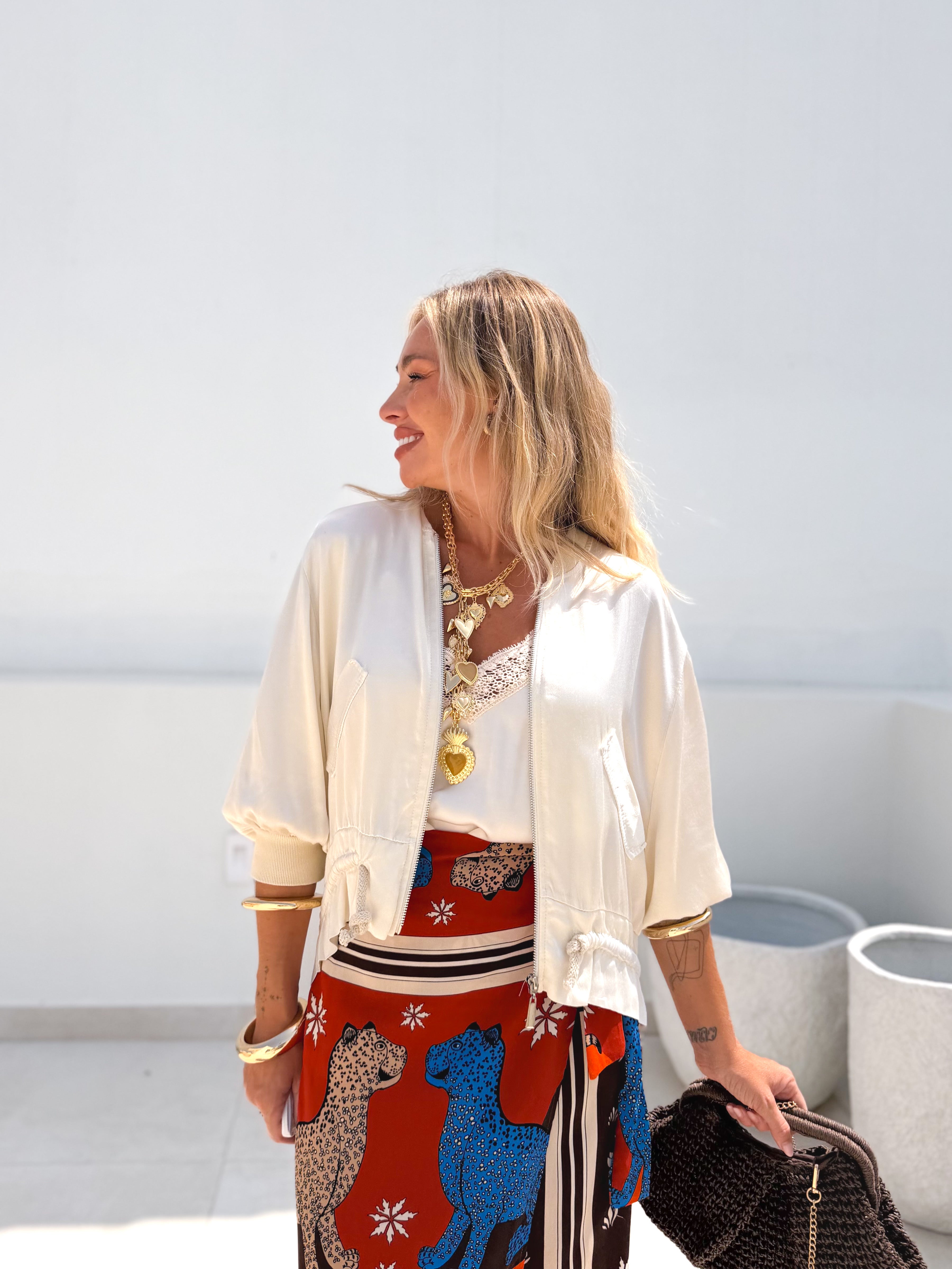 Bomber satinada beige