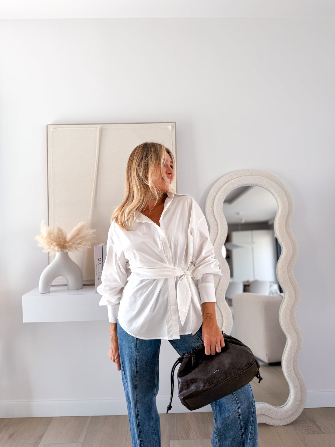 Camisa popelín lazada blanca