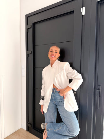 Blazer cruzada oversize Blanca