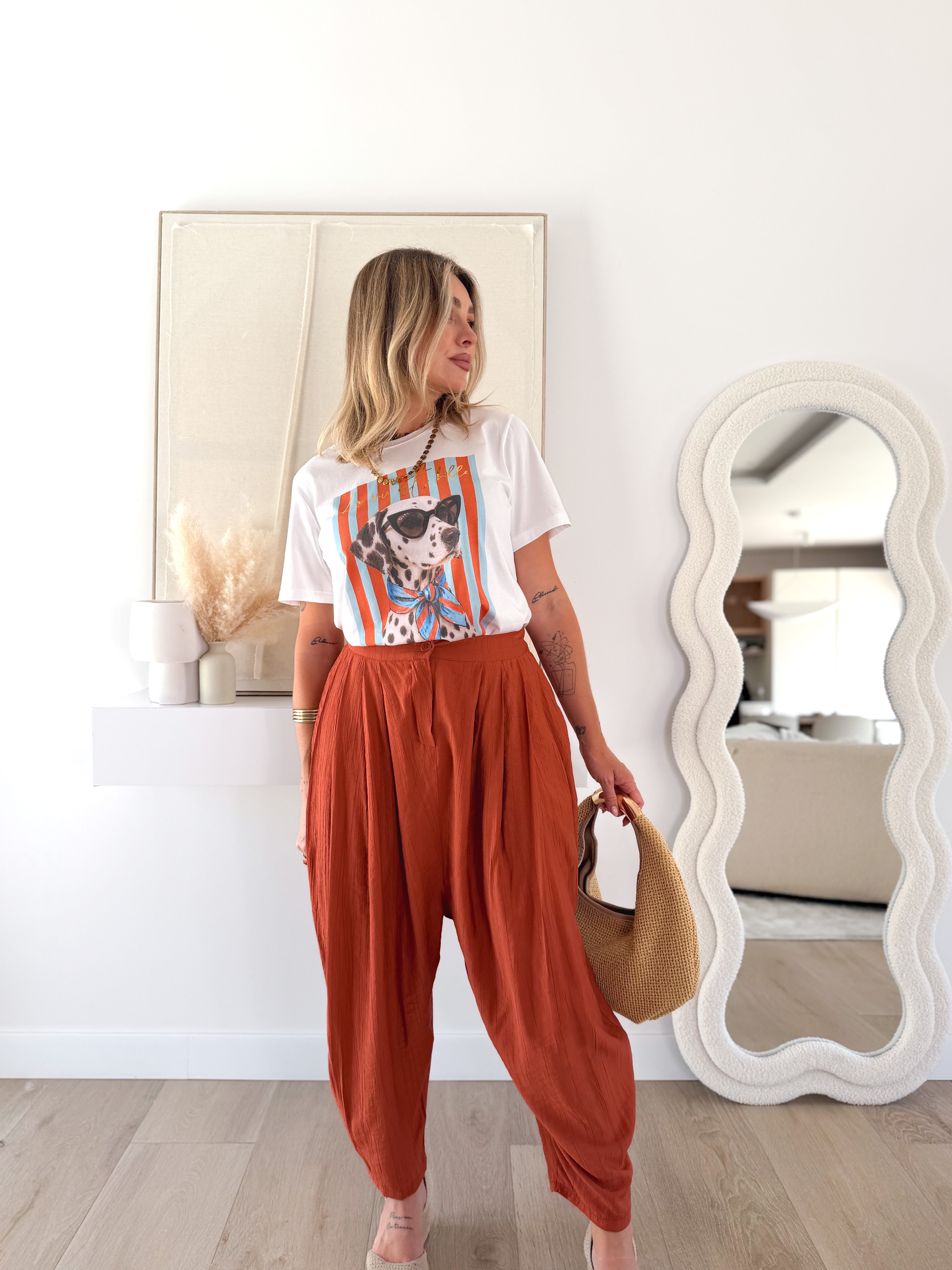 Pantalón fluido baggy naranja