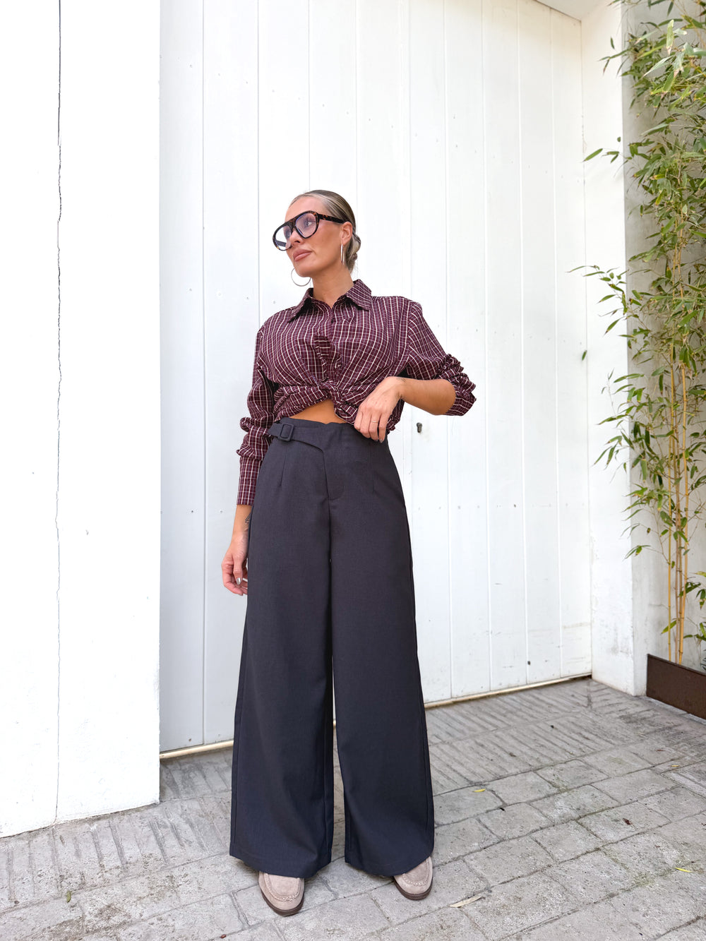 Pantalón pinzas jaspeado gris