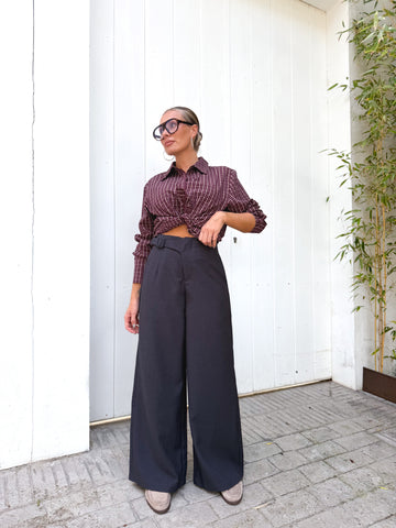 Pantalón pinzas jaspeado gris