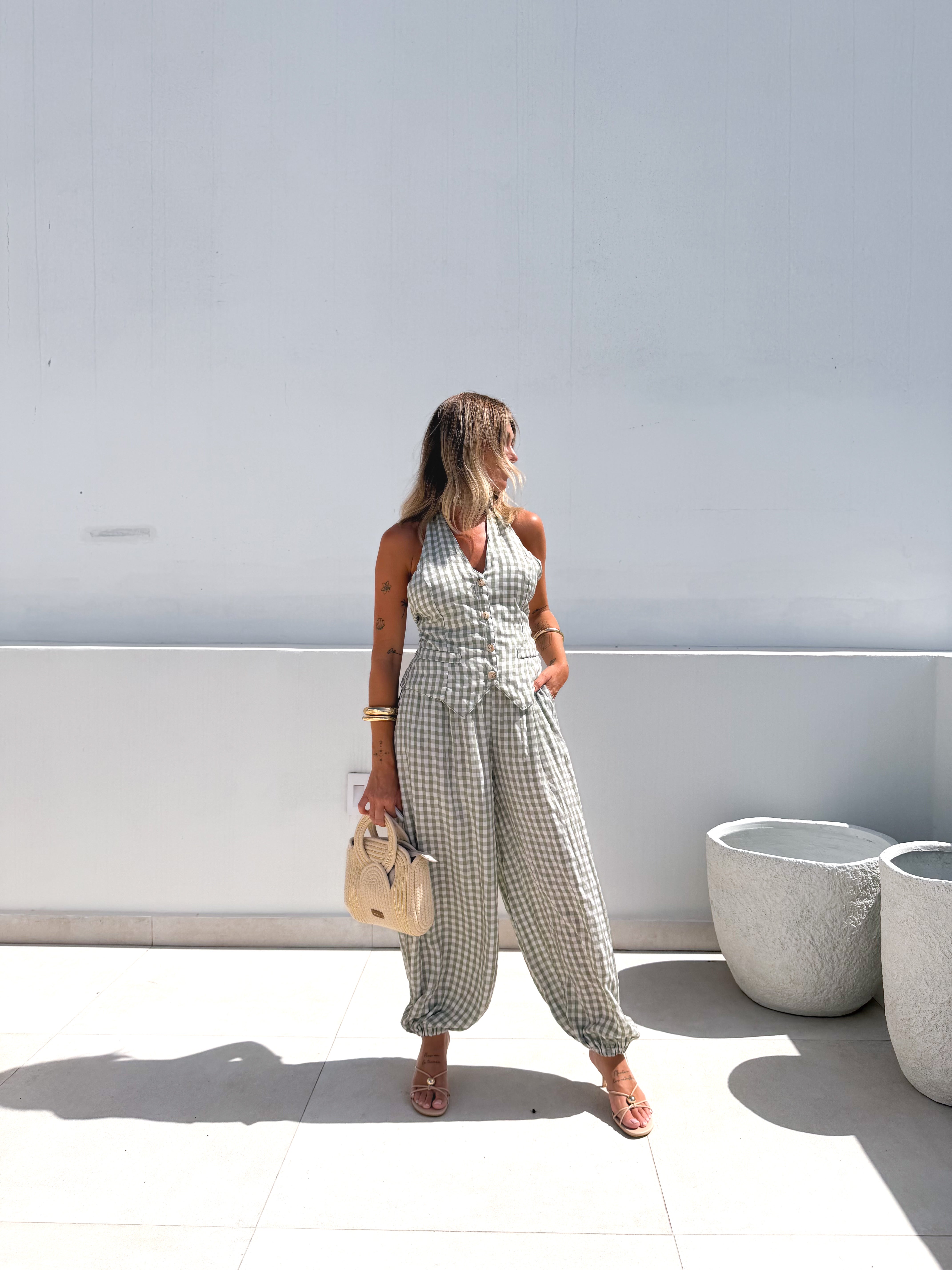 Conjunto Vichy verde