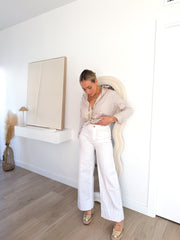 Pantalón wide nervio Blanco