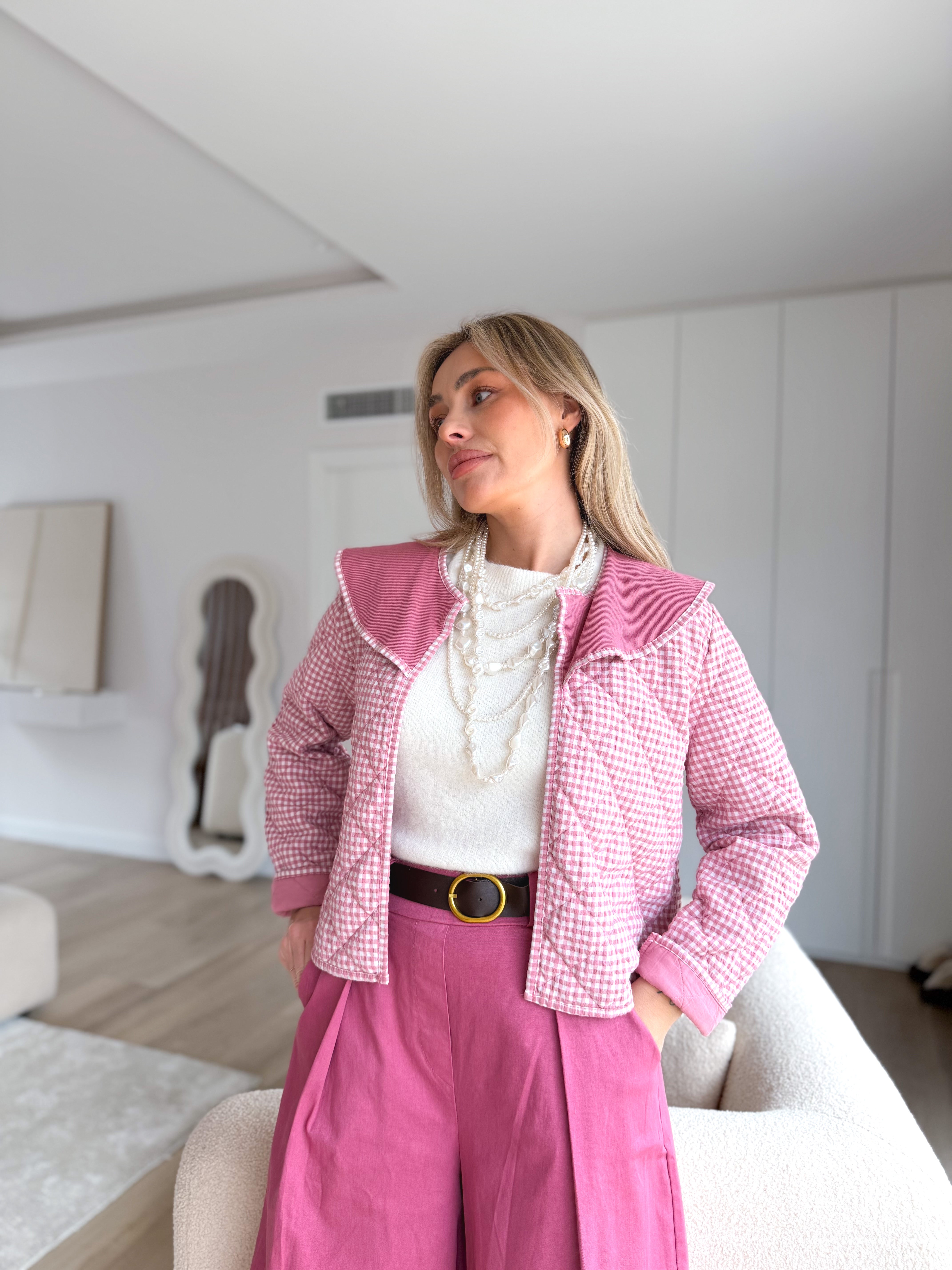 Chaqueta Vichy Rosa