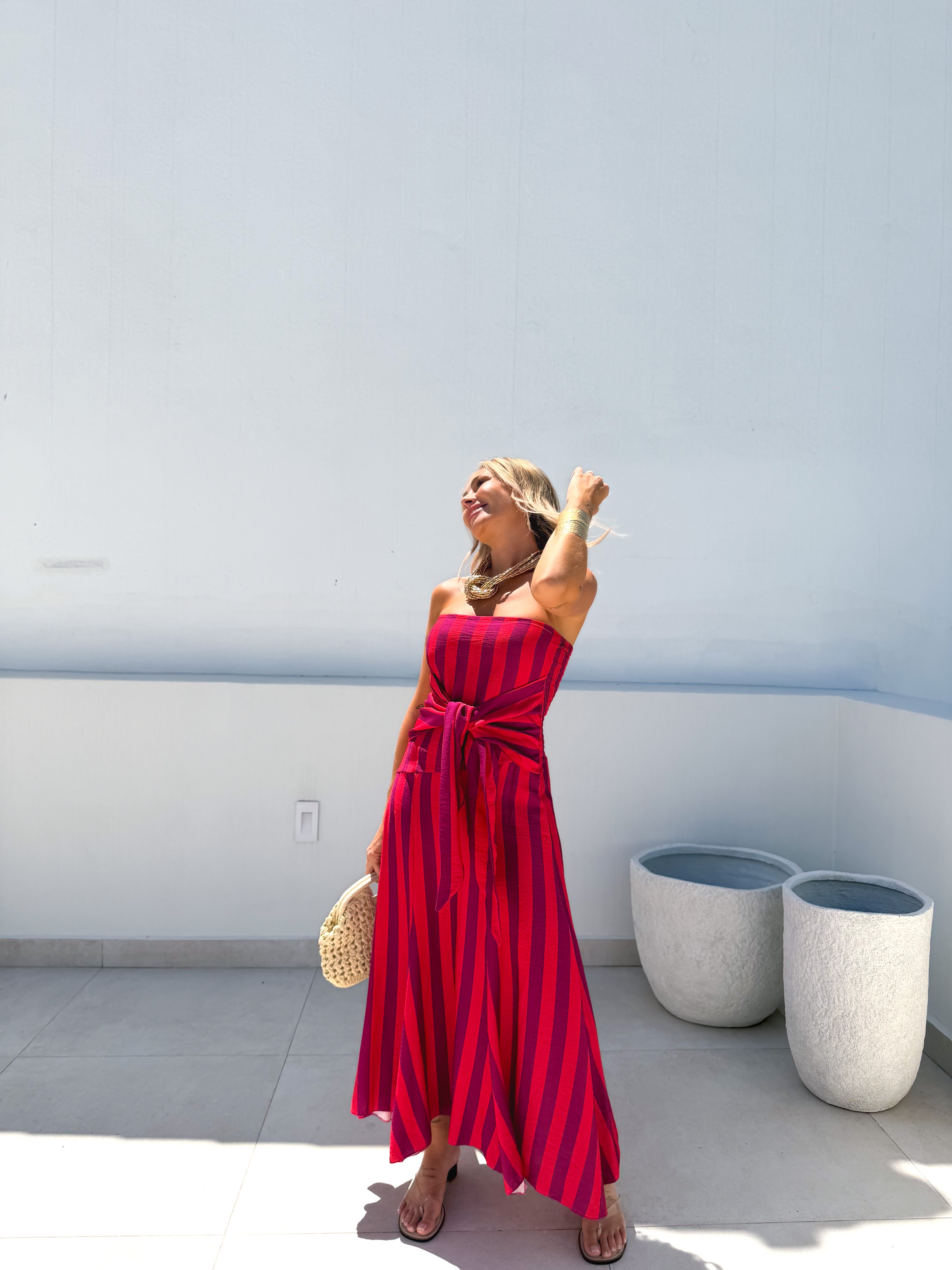 Vestido Nudo rayas Rosa/Morado