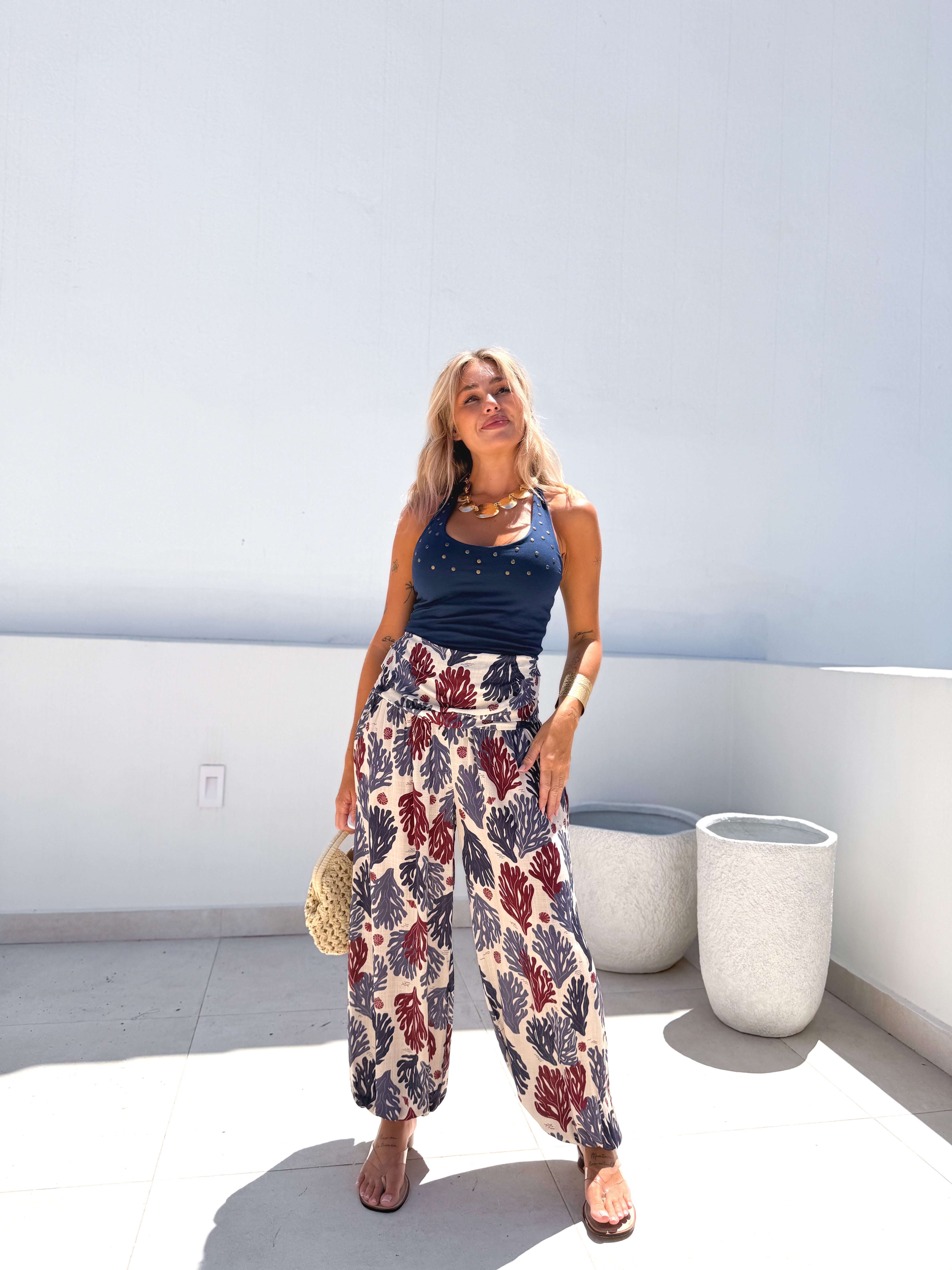 Pantalón bombacho coral Marino