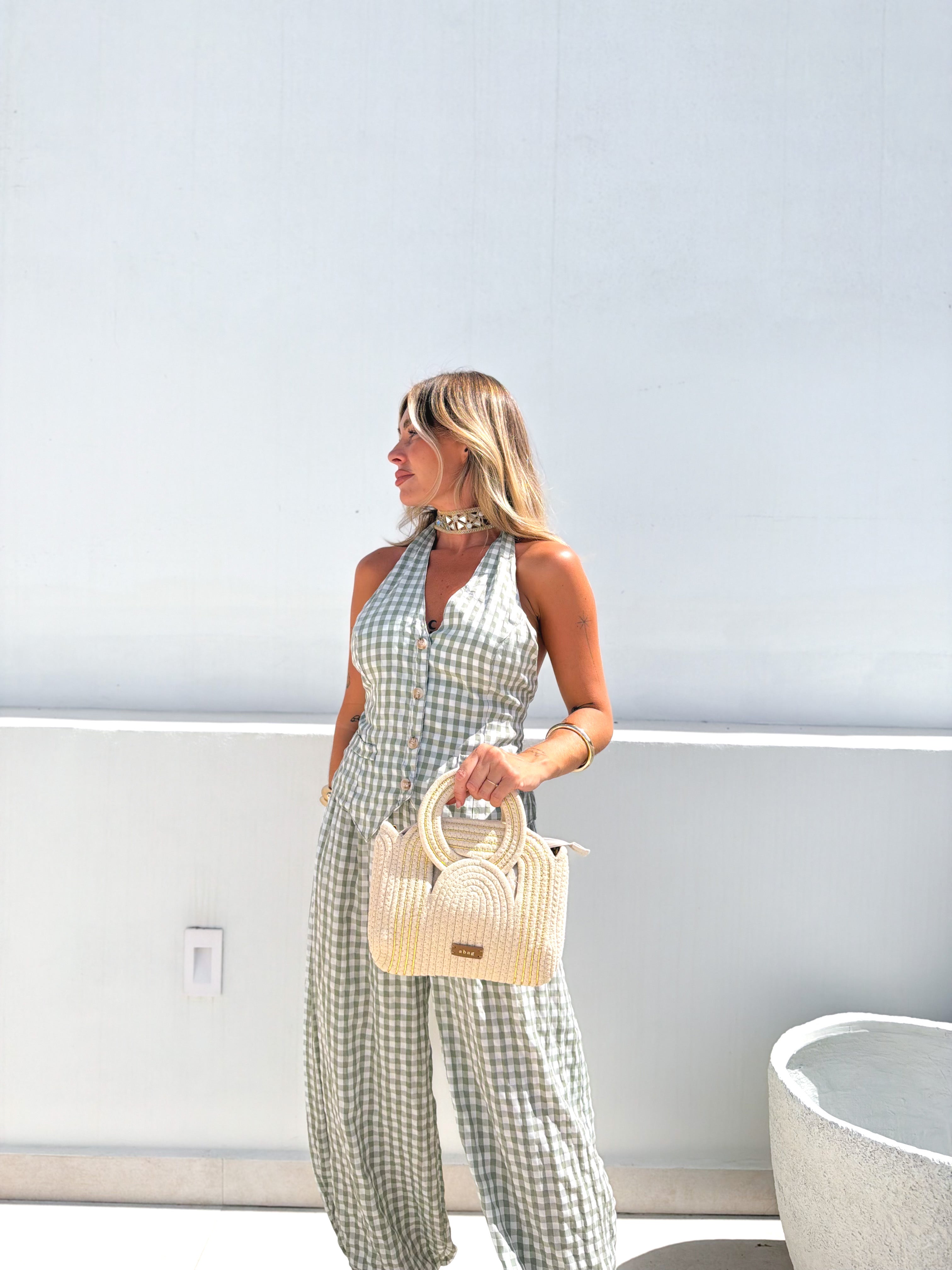 Conjunto Vichy verde