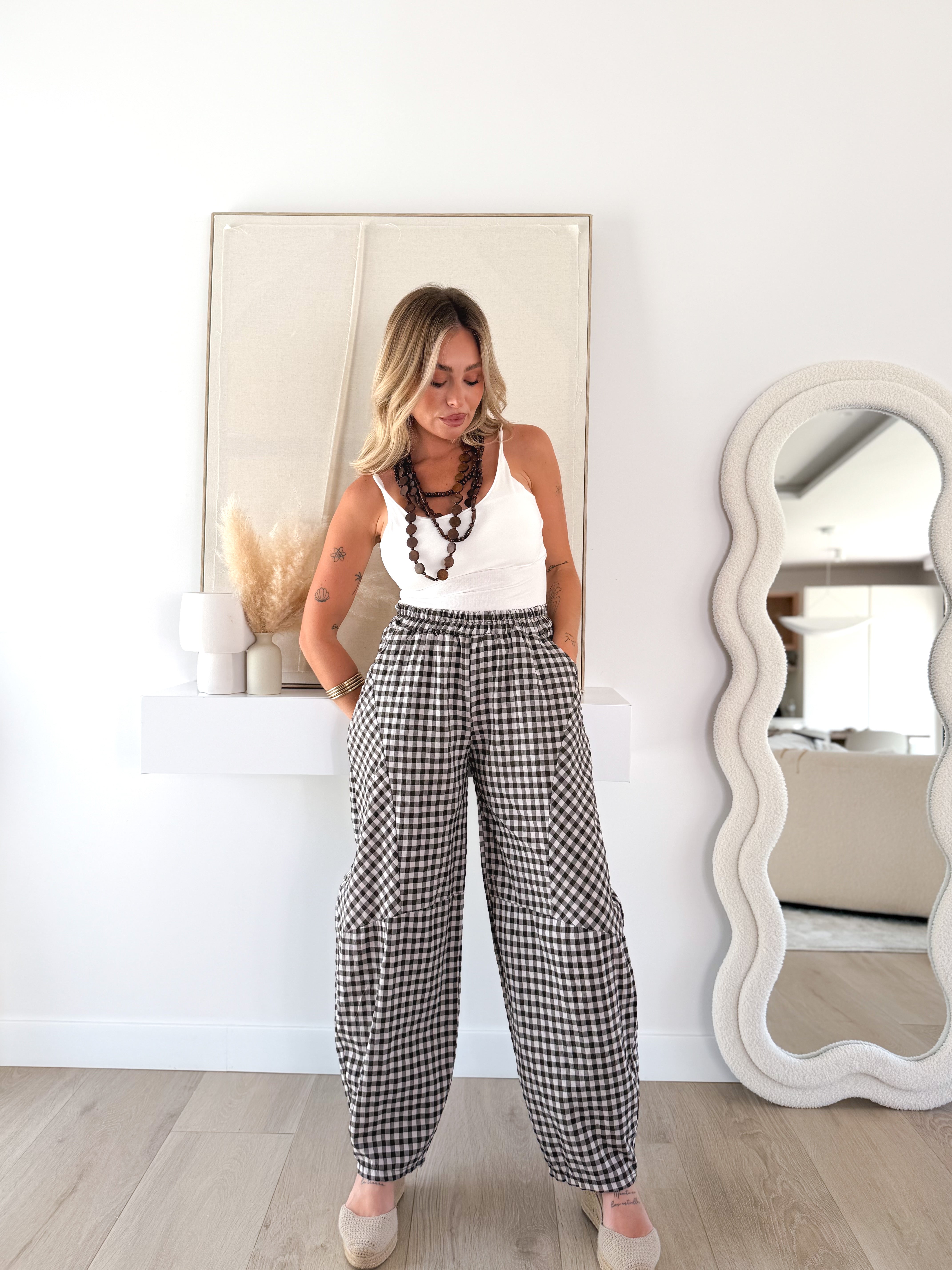 Pantalón bombacho Vichy choco