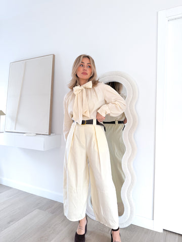 Pantalón ballon pinza beige