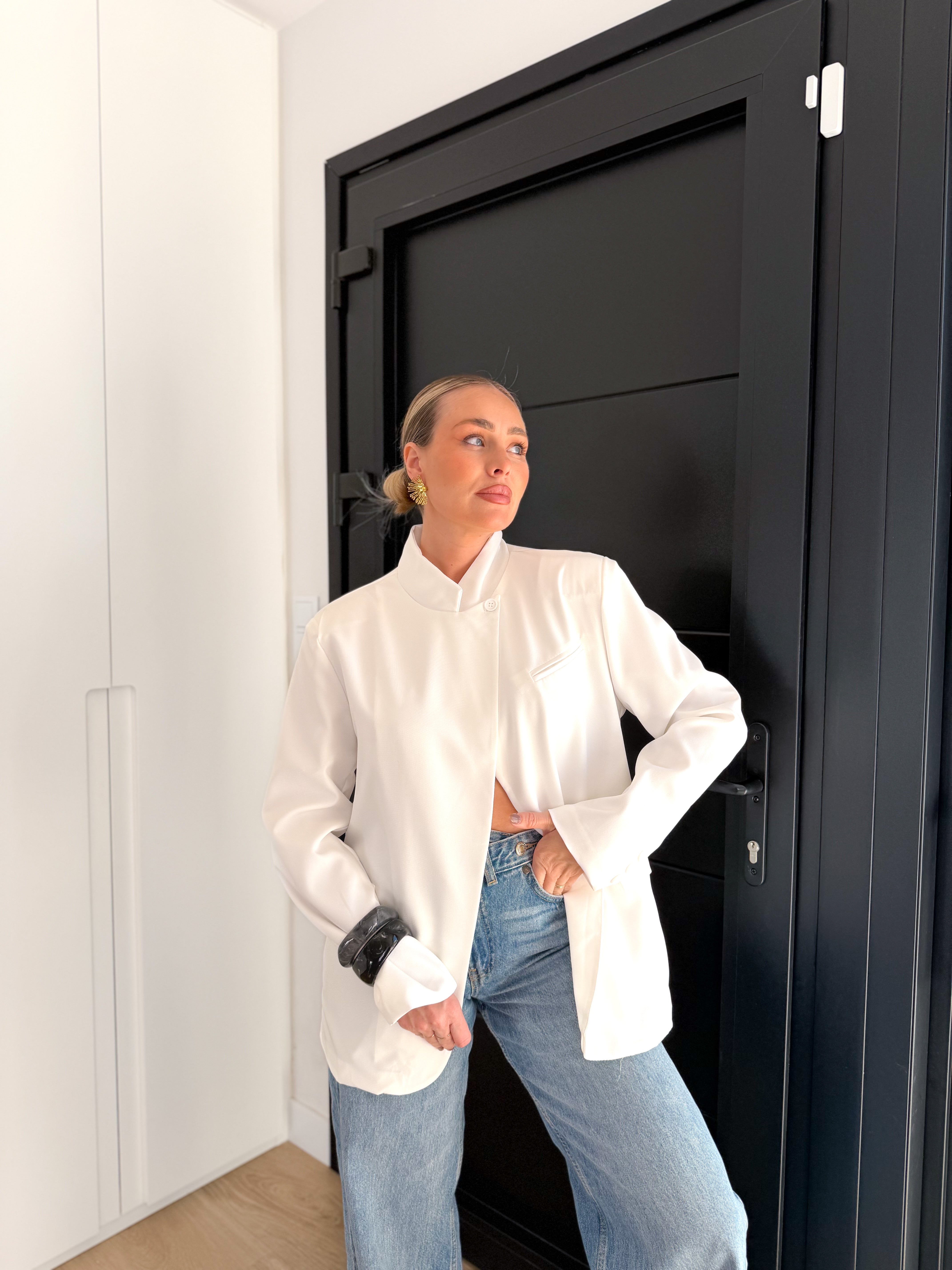 Blazer cruzada oversize Blanca