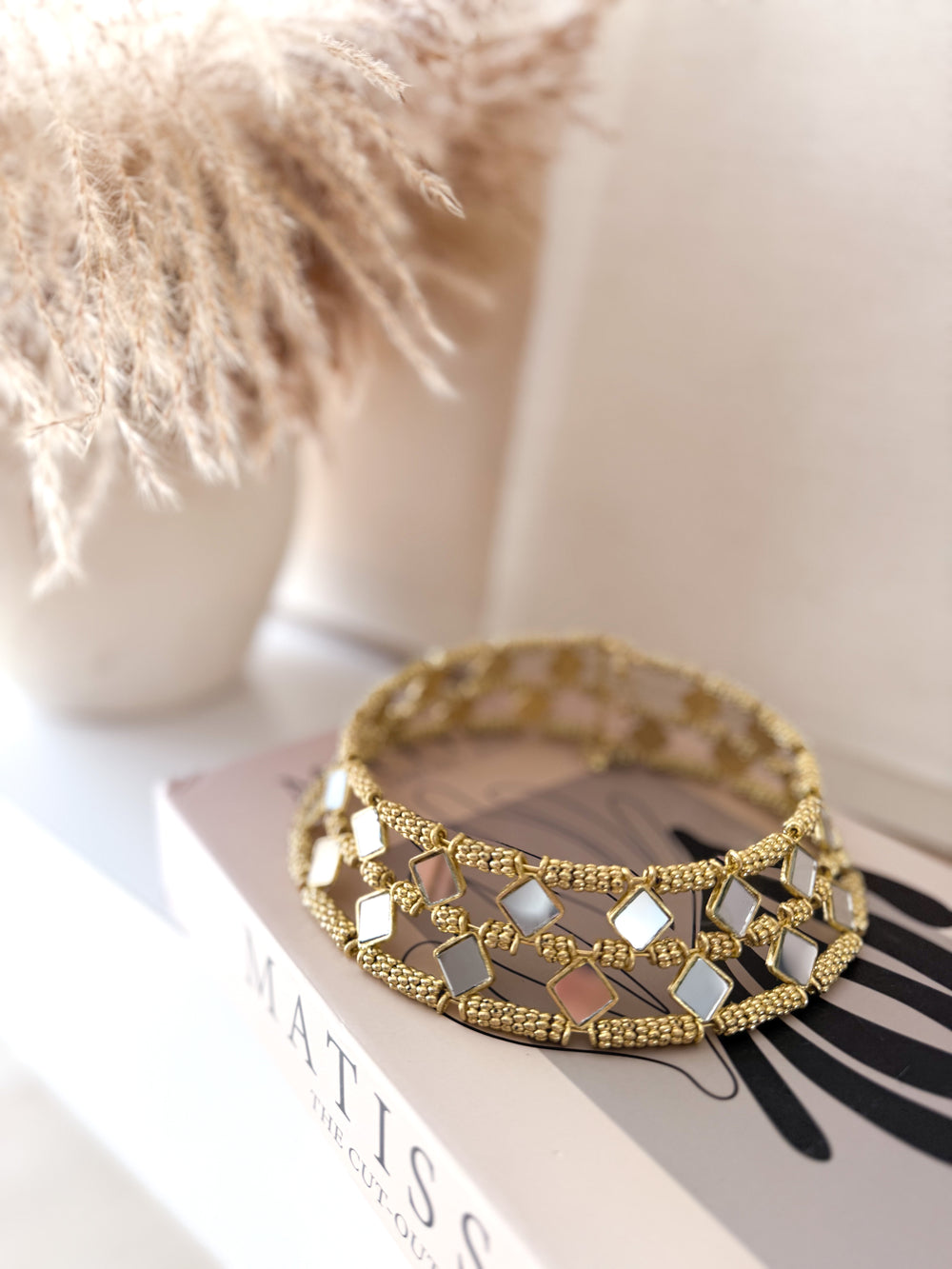 Collar espejos doble rombo