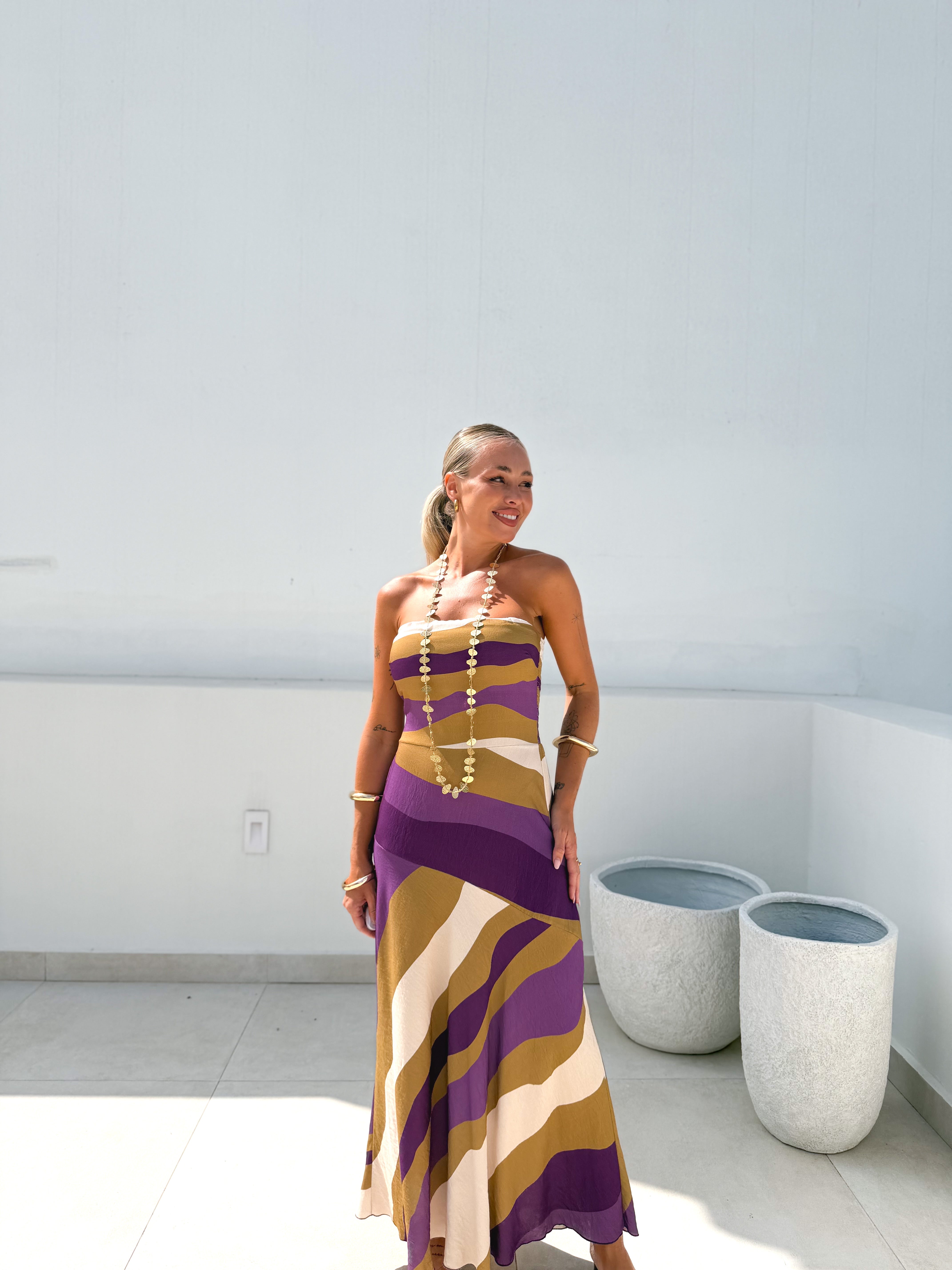 Vestido banda lima/morado