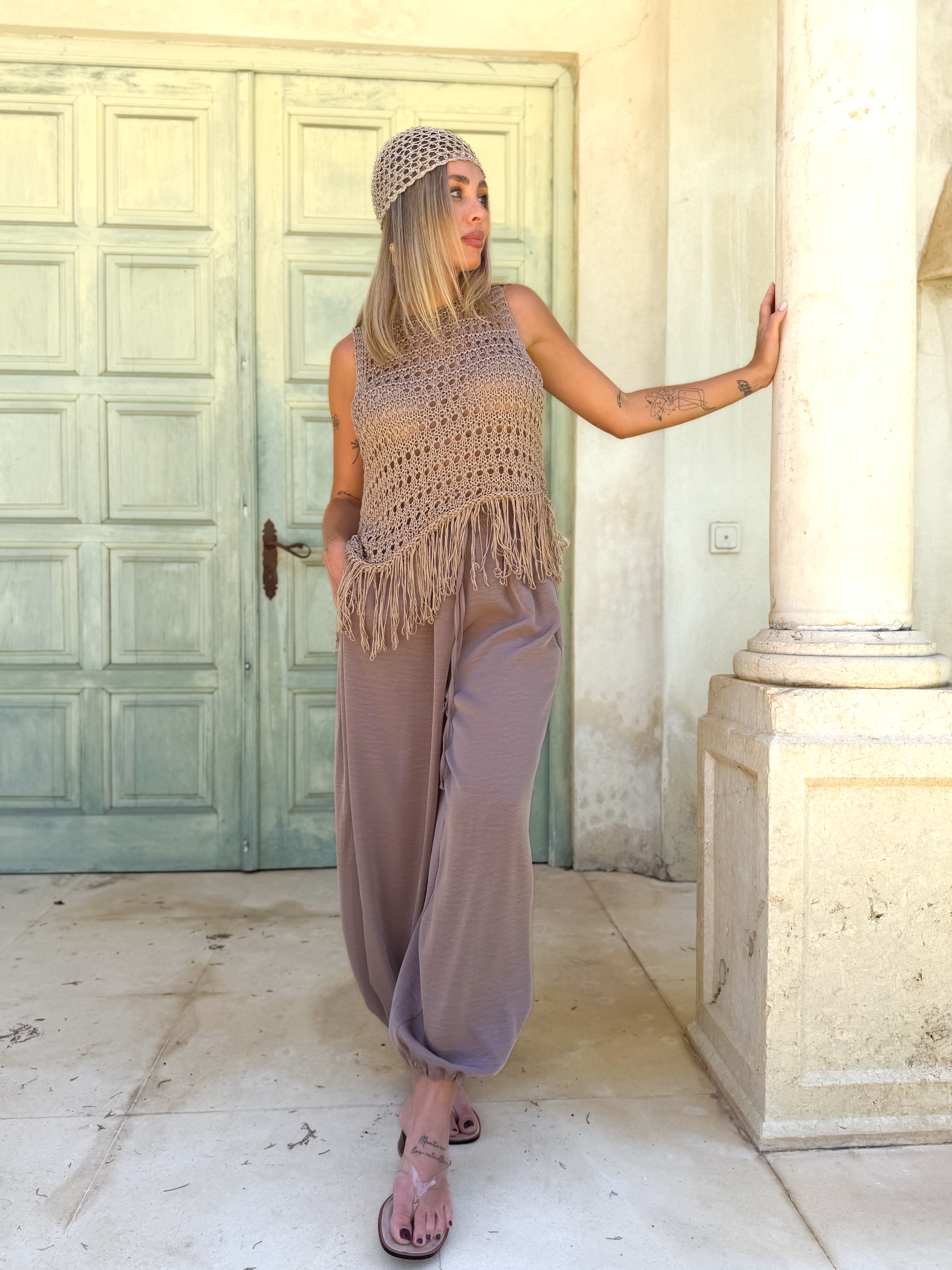 Top crochet combinado Tierra