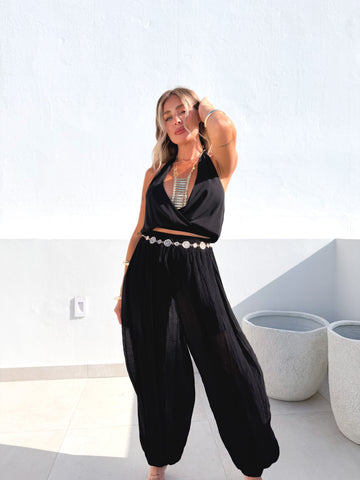 Pantalón bambula bombacho negro