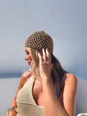 Casquete crochet Camel