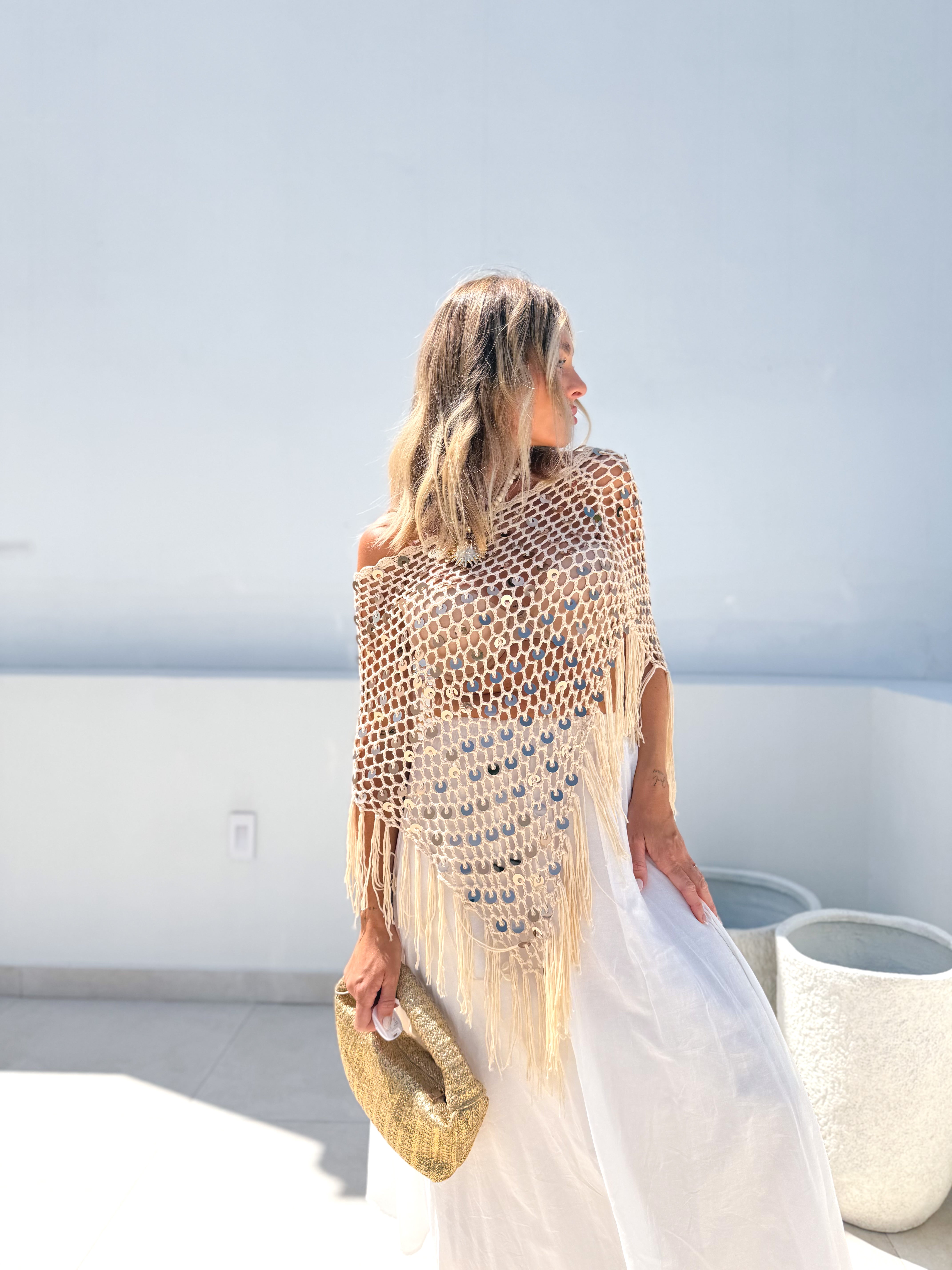 Poncho crochet combinado