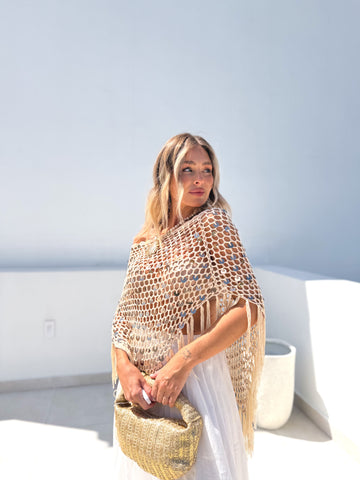 Poncho crochet combinado