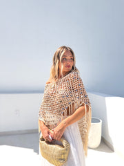Poncho crochet combinado