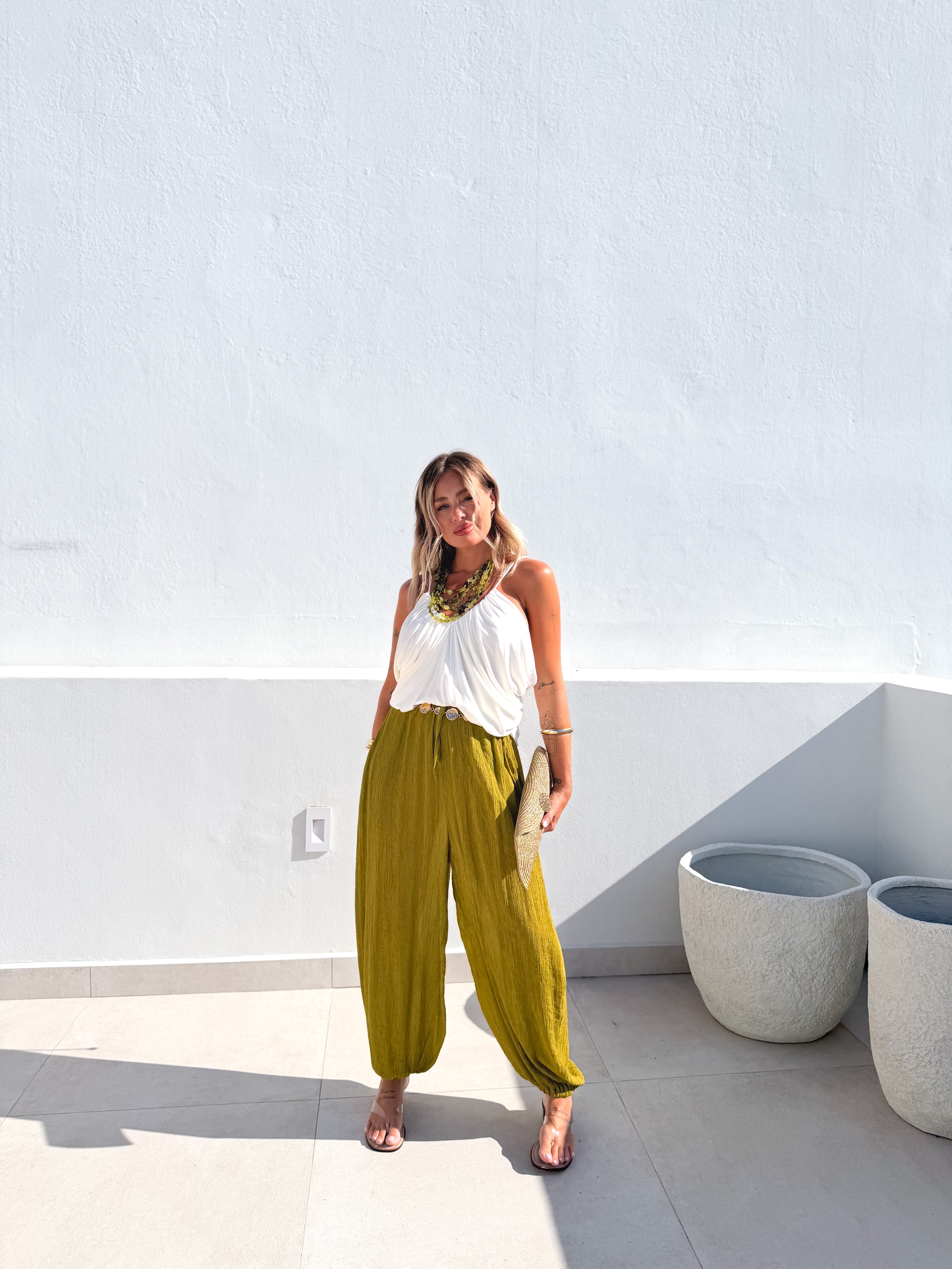 Pantalón bambula bombacho lima