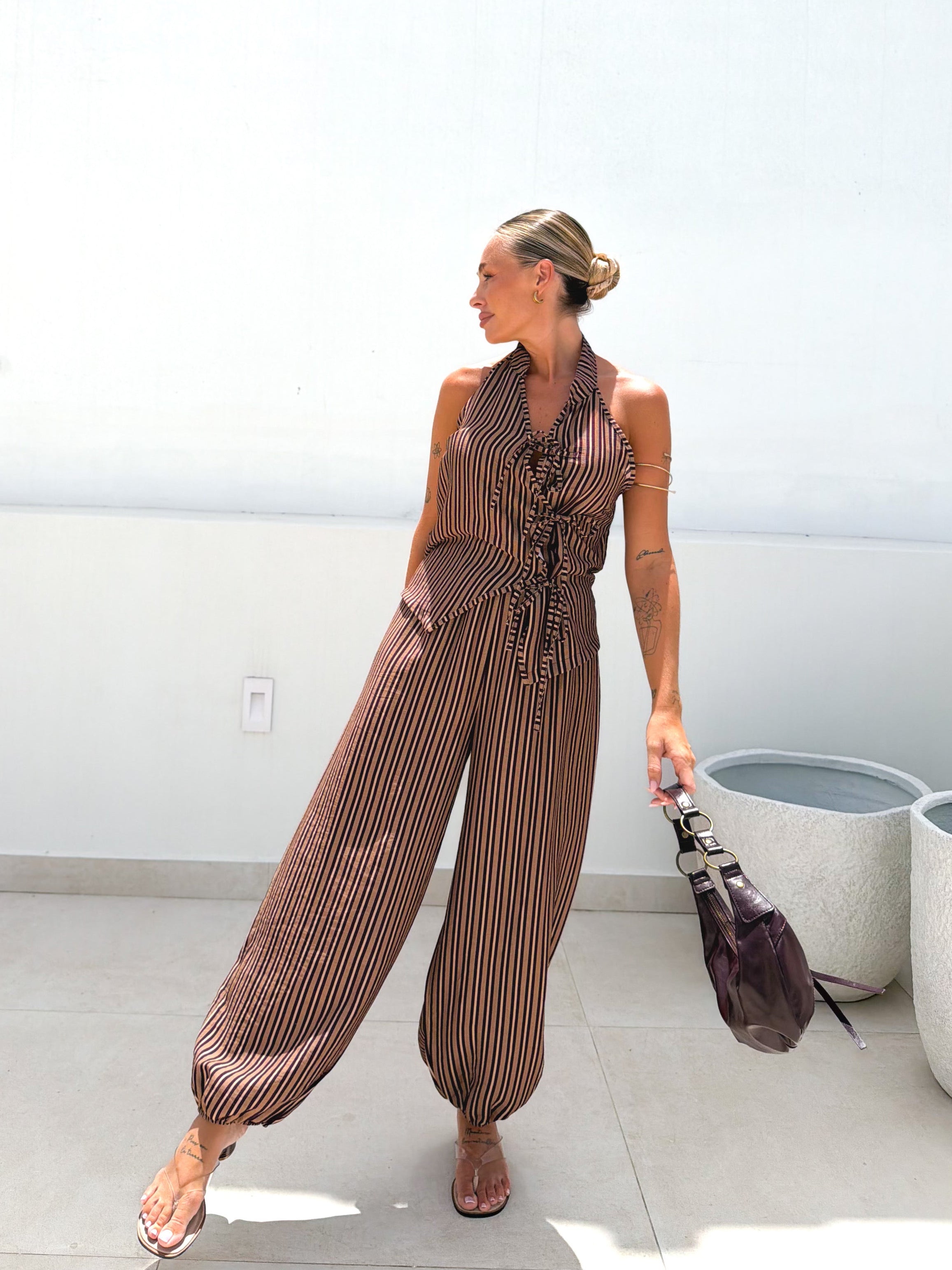 Total look rayas Malva