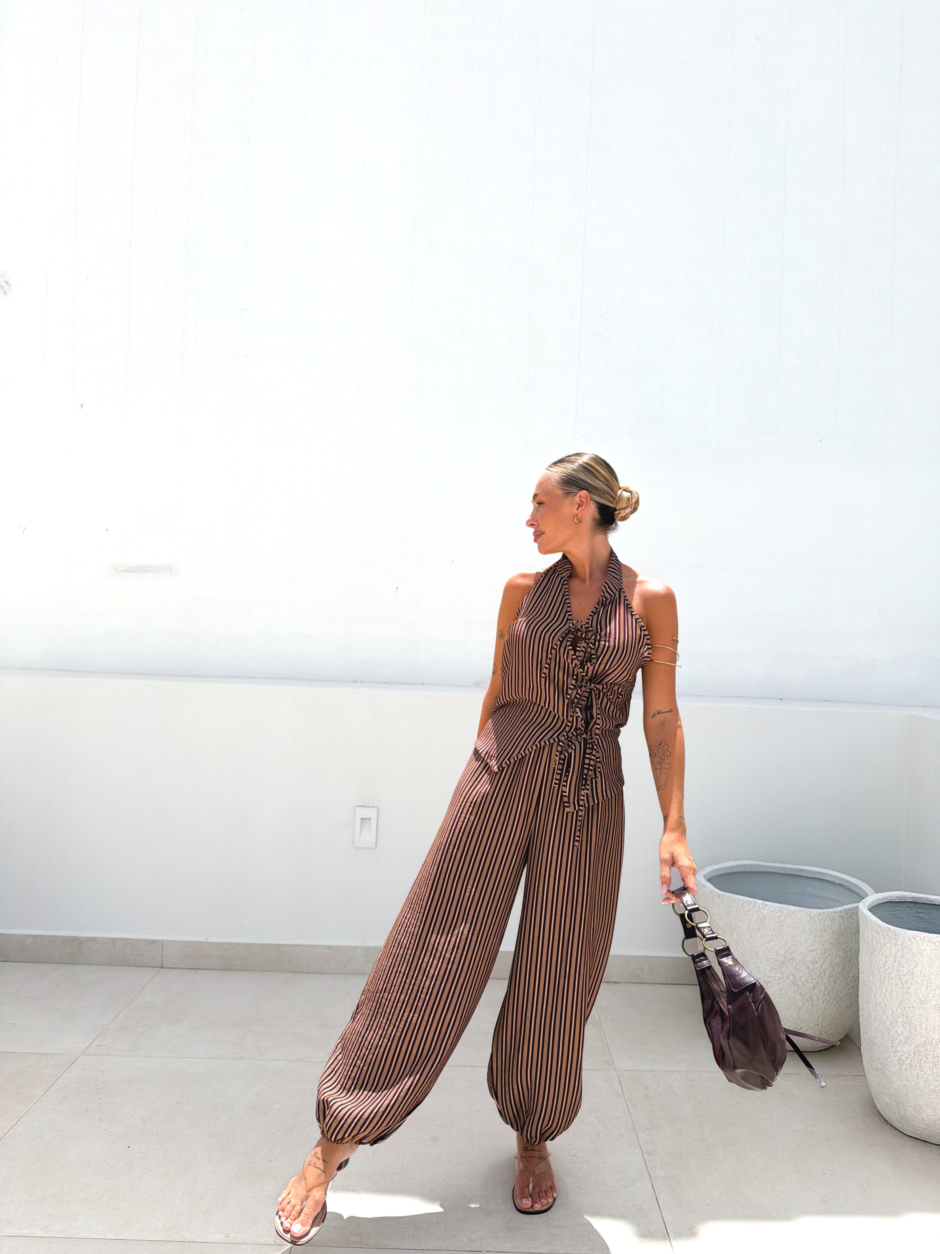 Total look rayas Malva