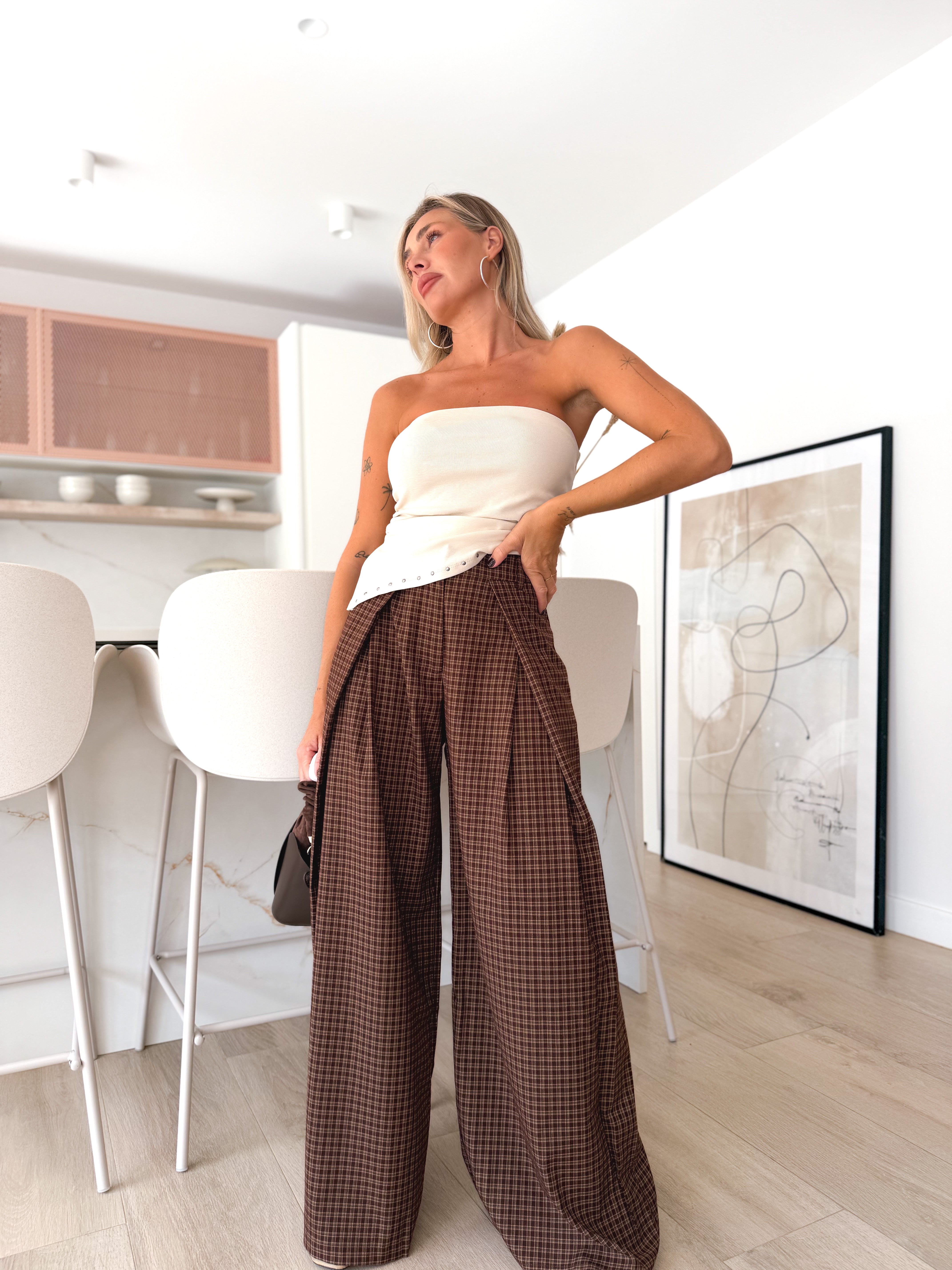 Pantalón pinzas cuadros