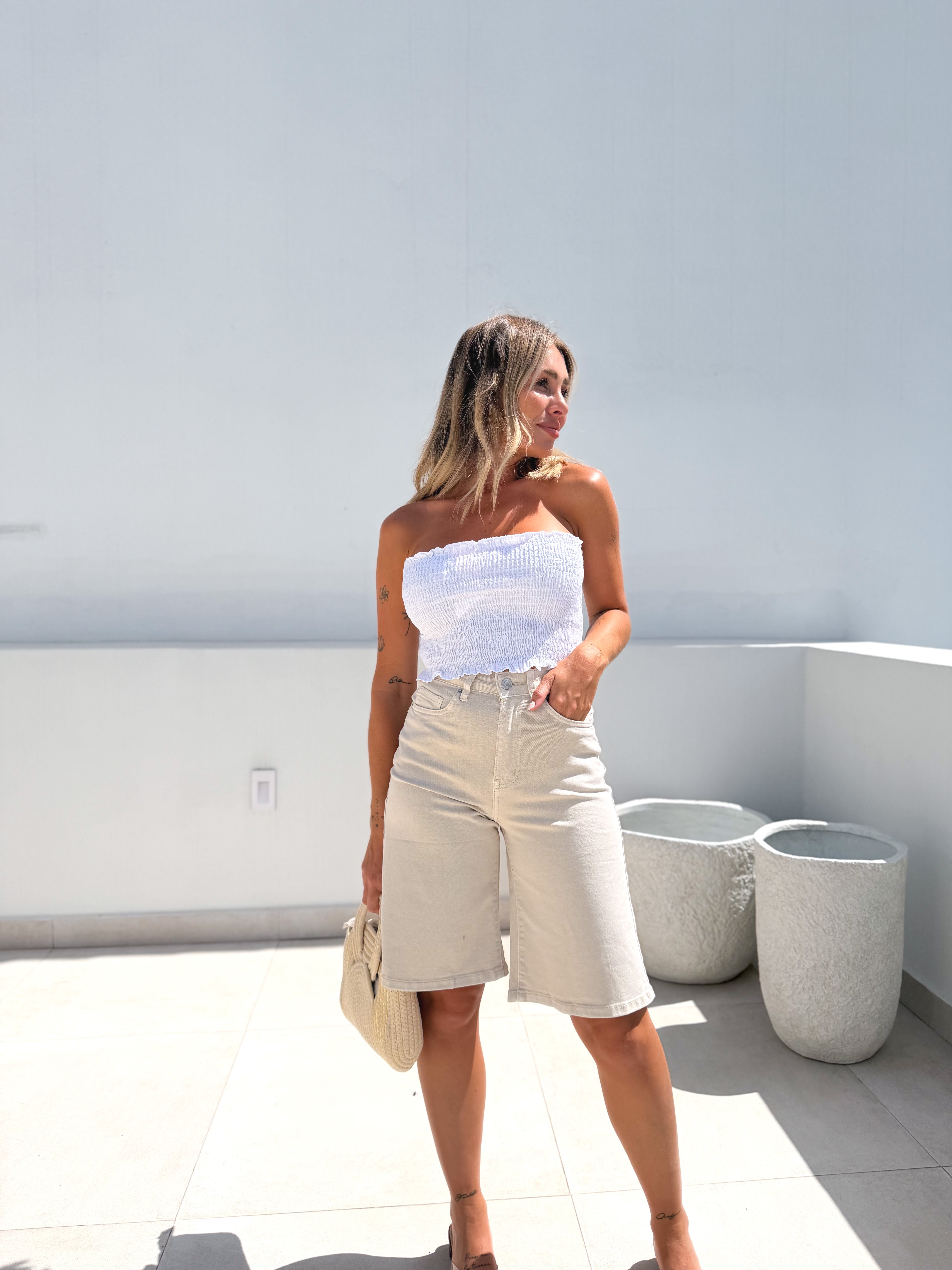 Bermuda denim beige