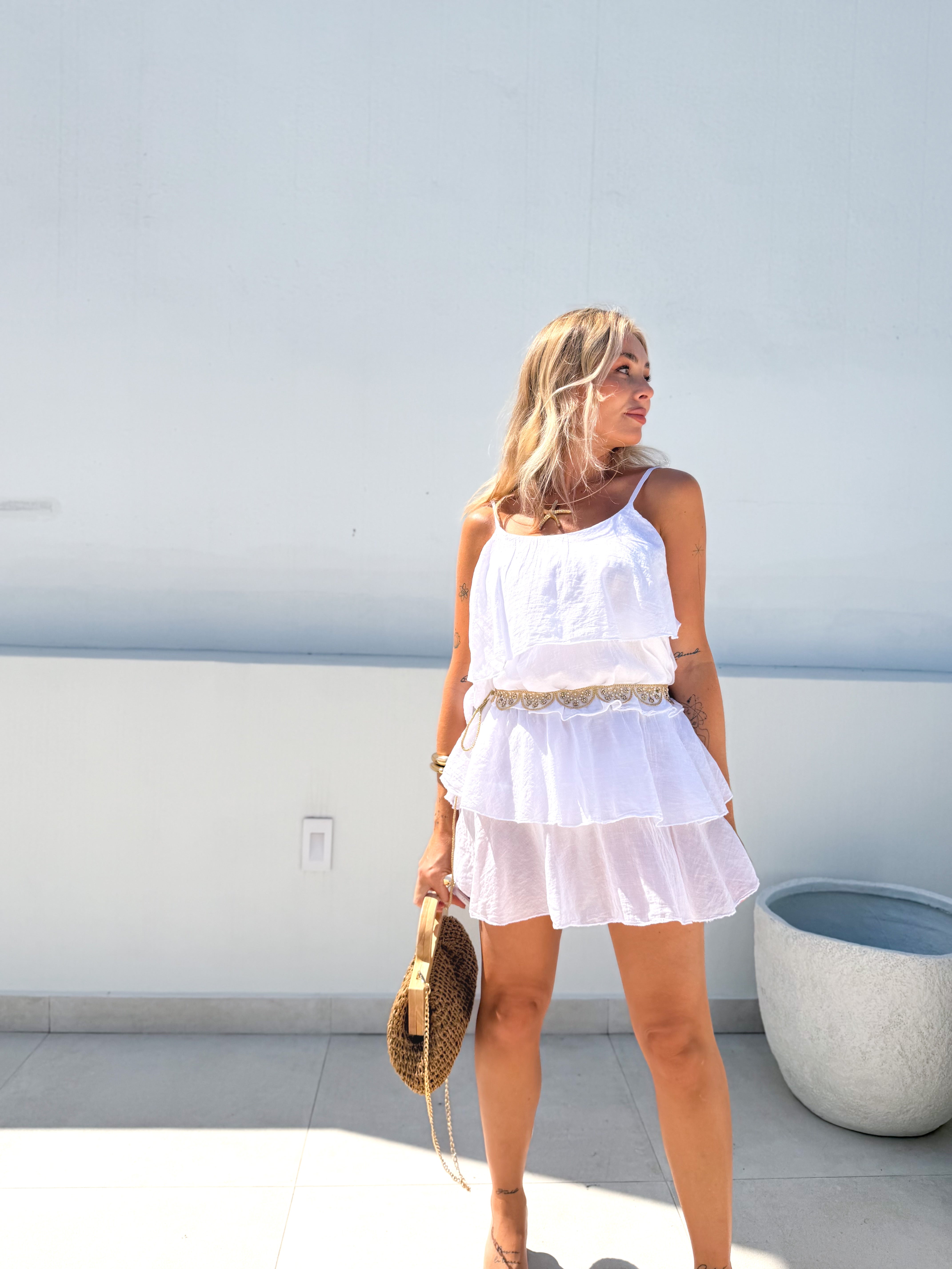 Vestido volantes blanco