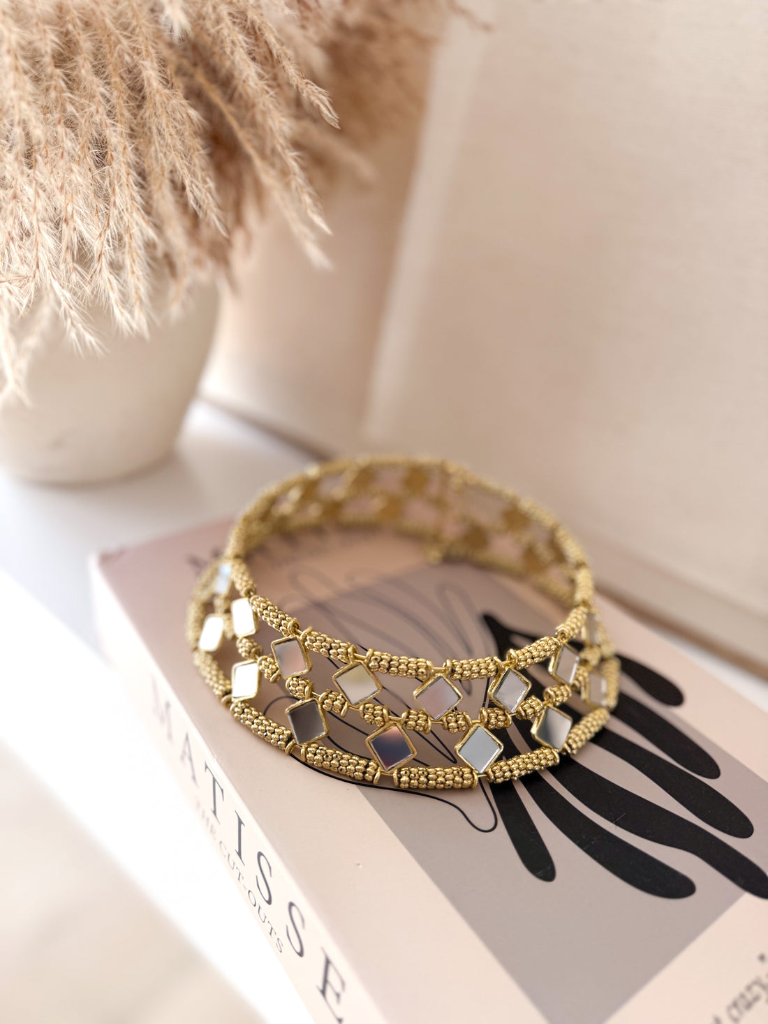 Collar espejos doble rombo
