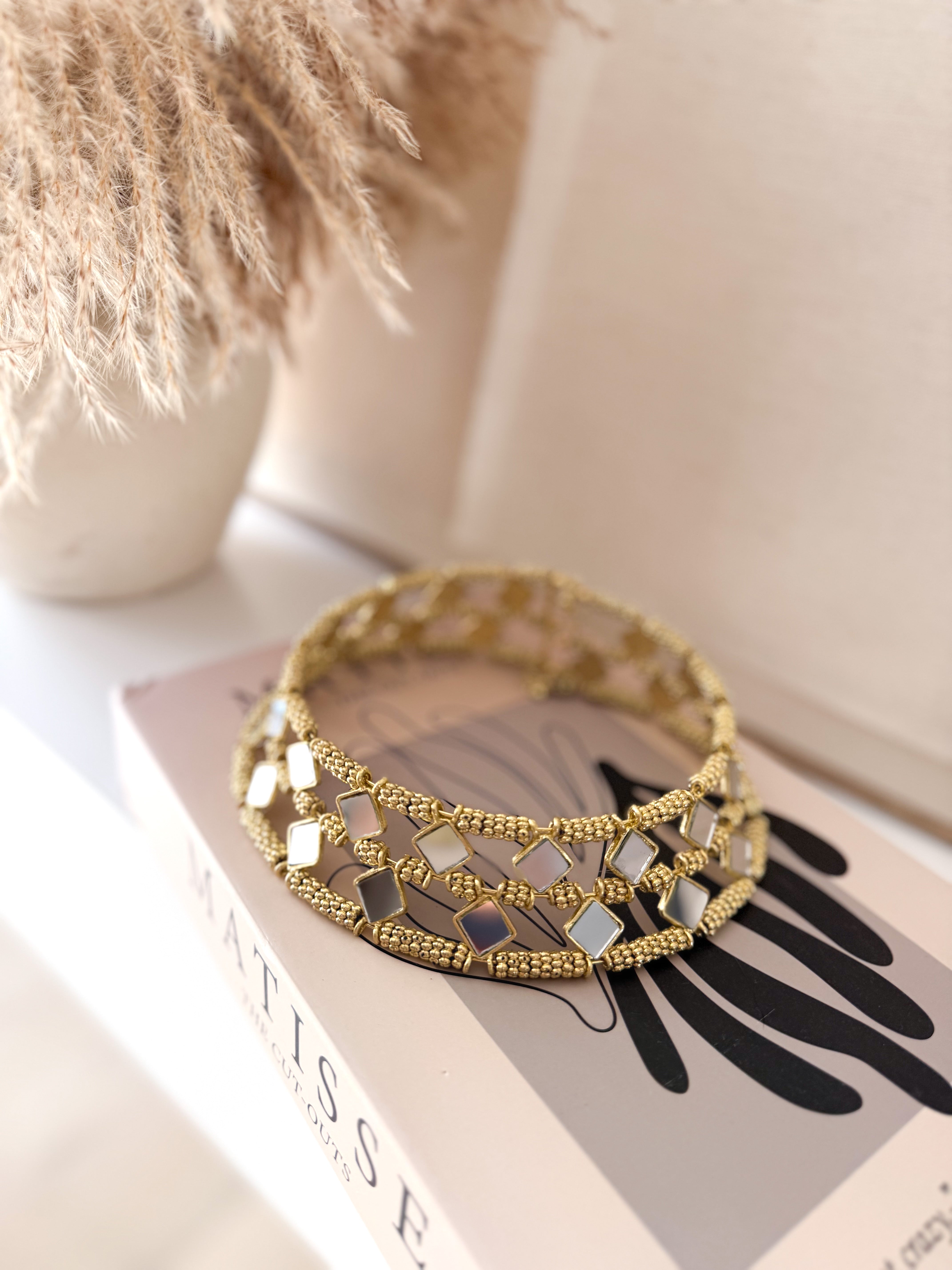 Collar espejos doble rombo