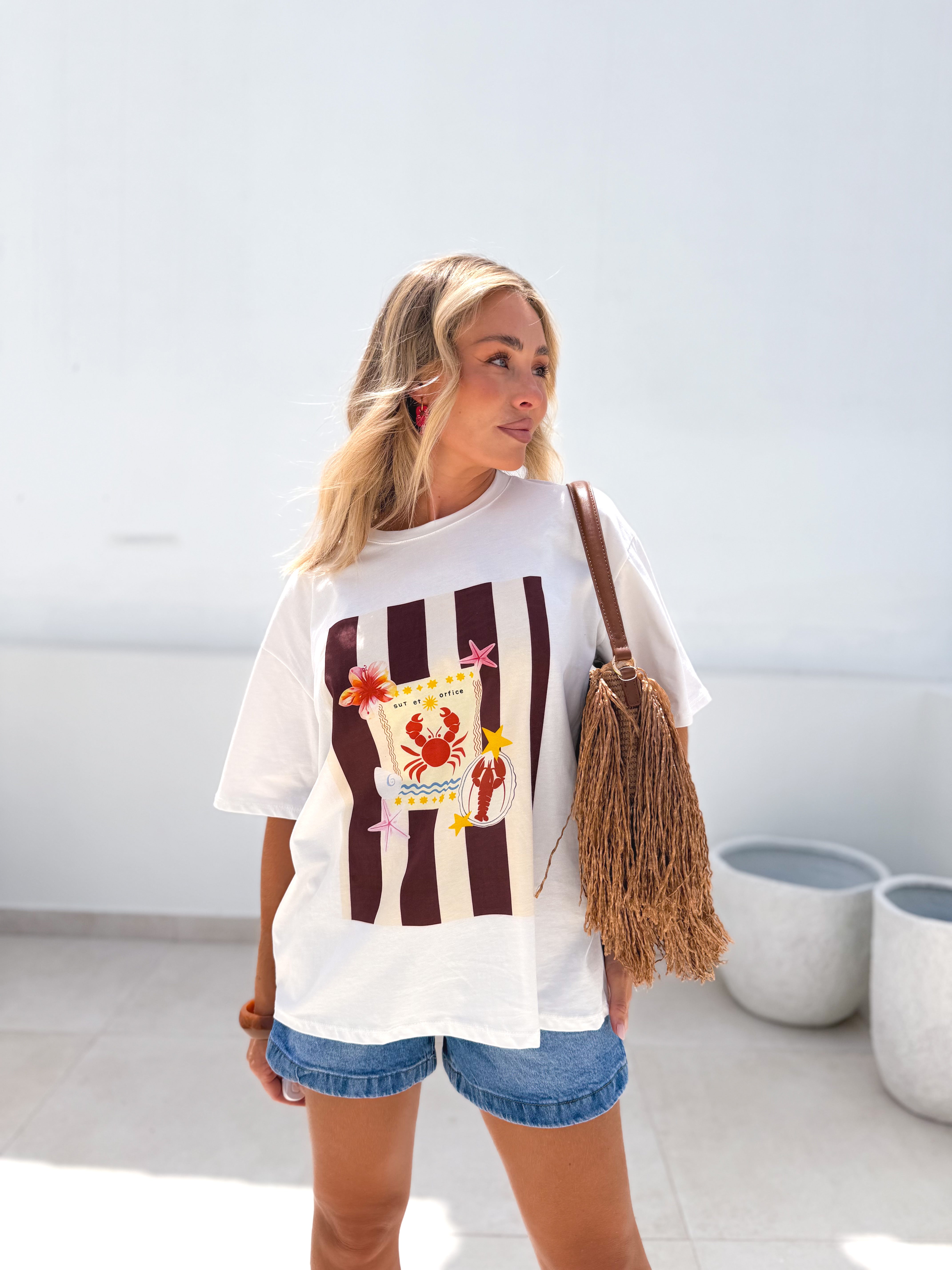 Camiseta oversize marrón/beige