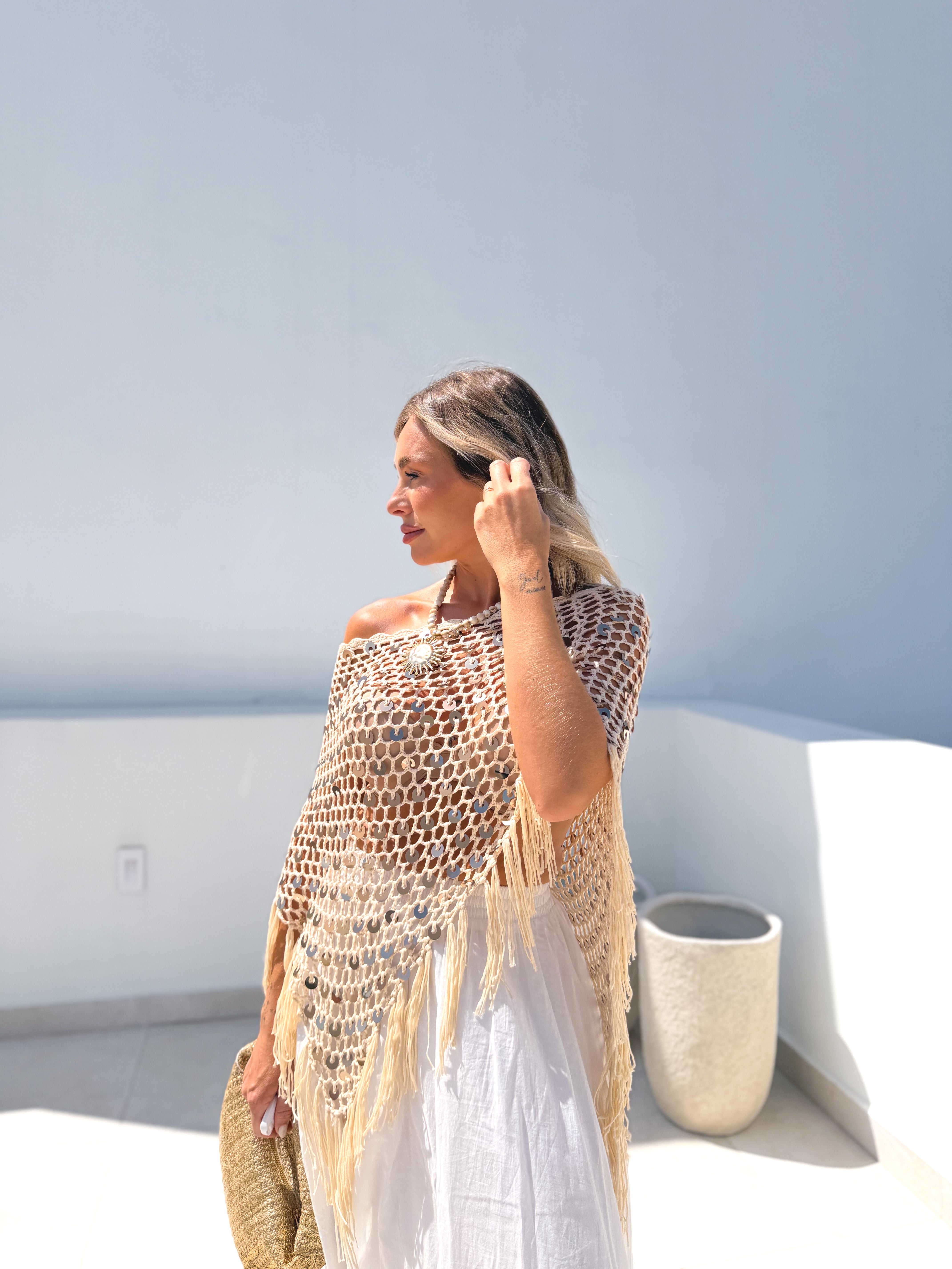 Poncho crochet combinado