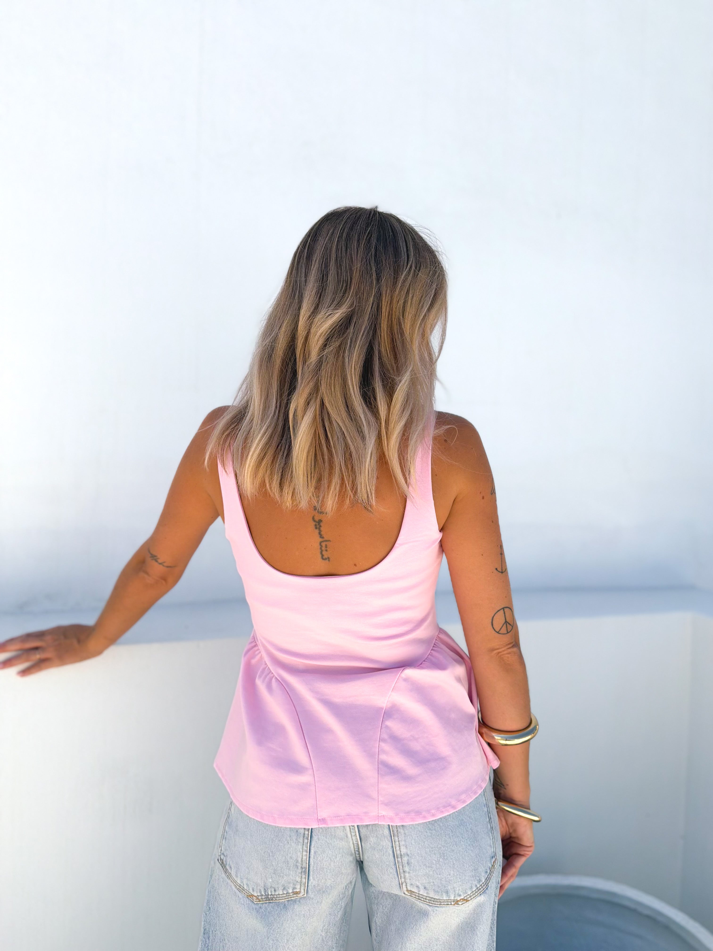Top peplum rosa