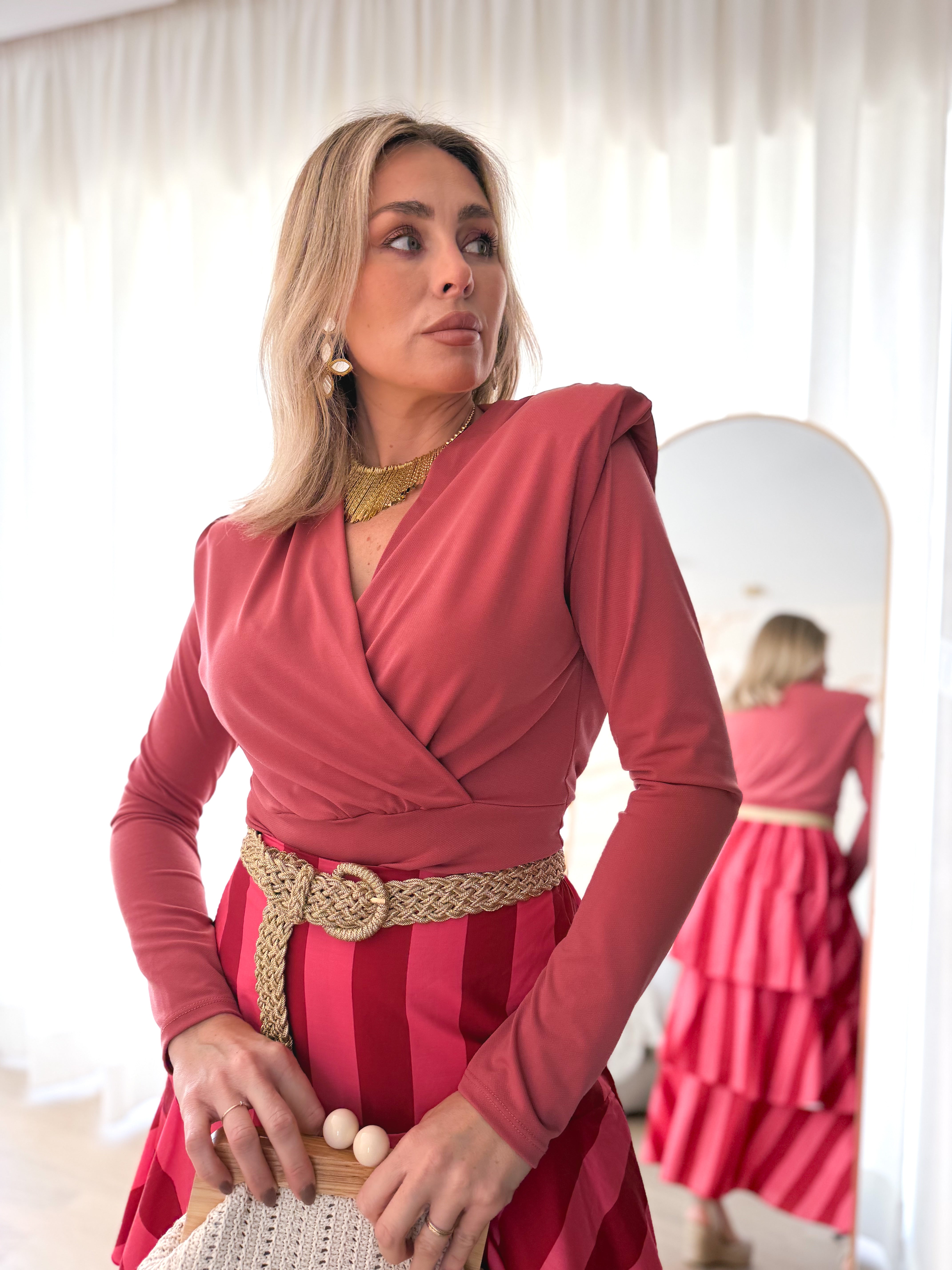 Top cruzado coral